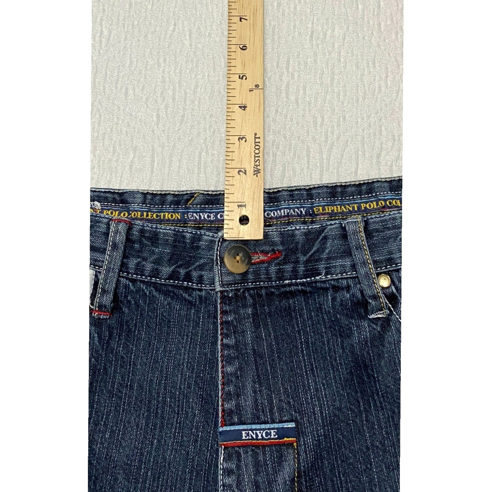 Enyce VINTAGE Enyce Jeans Wide-Leg Logo Embroidered Men 42 Blue Denim 5-Pocket Distressed Relaxed Spring Summer Fall Winter Mens Size US XL / EU 56 / 4 - 4 Thumbnail