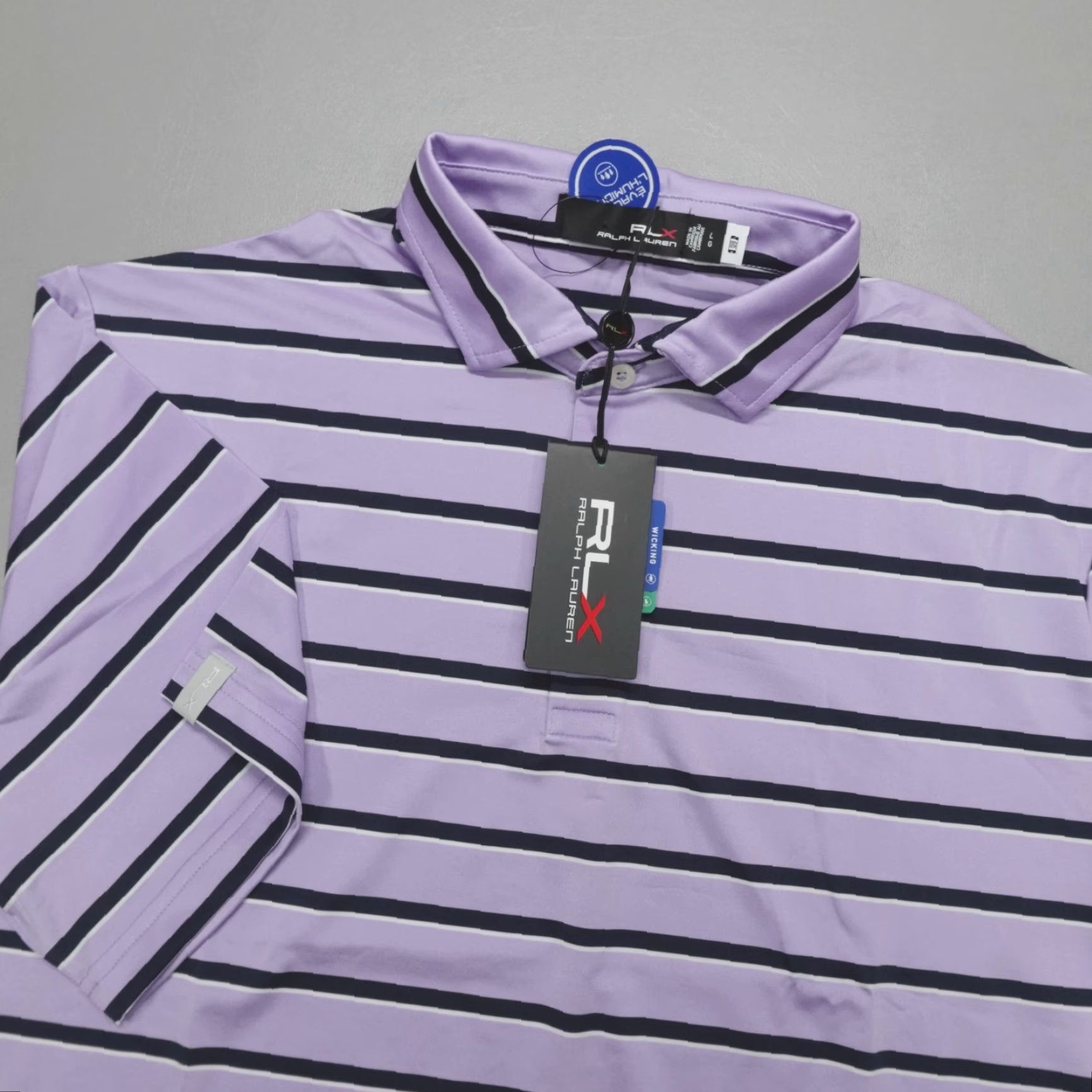 RLX Ralph Lauren RLX Ralph Lauren Performance Golf Striped Polo Shirt Men L Purple MOISTURE WICKING Lightweight Breathable Sleeve Short Collared Shirt Polo Size US L / EU 52-54 / 3 - 2 Thumbnail
