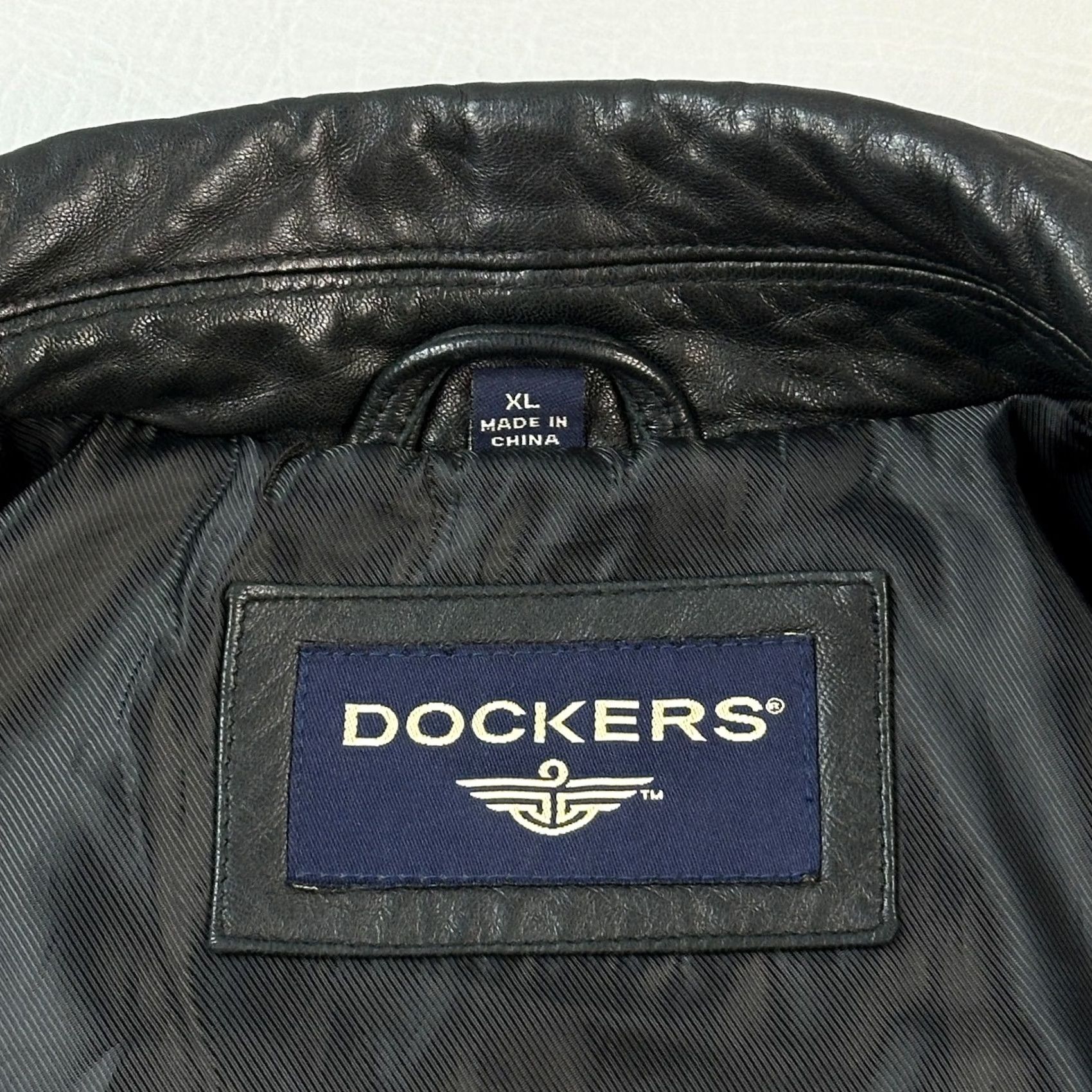 Dockers VINTAGE Dockers Jacket Mens XL Butter Black Soft Leather Fill Zip Lined Bomber Size US XL / EU 56 / 4 - 6 Thumbnail