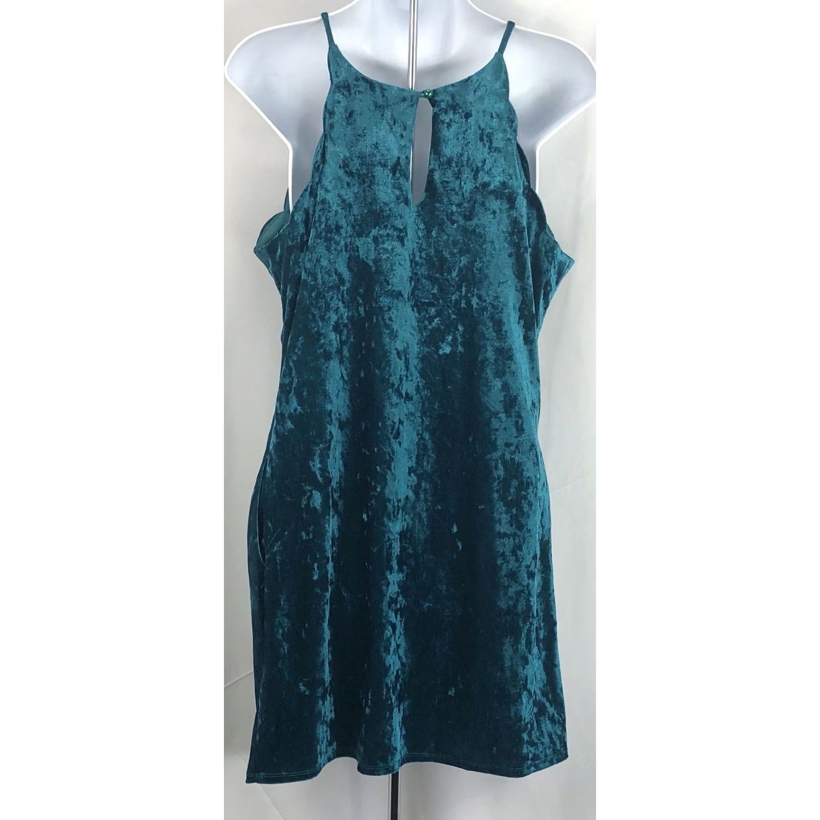 Vintage VINTAGE BCX Dress Velour Halter Sleevless M Green Scallop Trim 90s Y2K Fairy Clubwear Womens Size M / US 6-8 / IT 42-44 - 3 Thumbnail