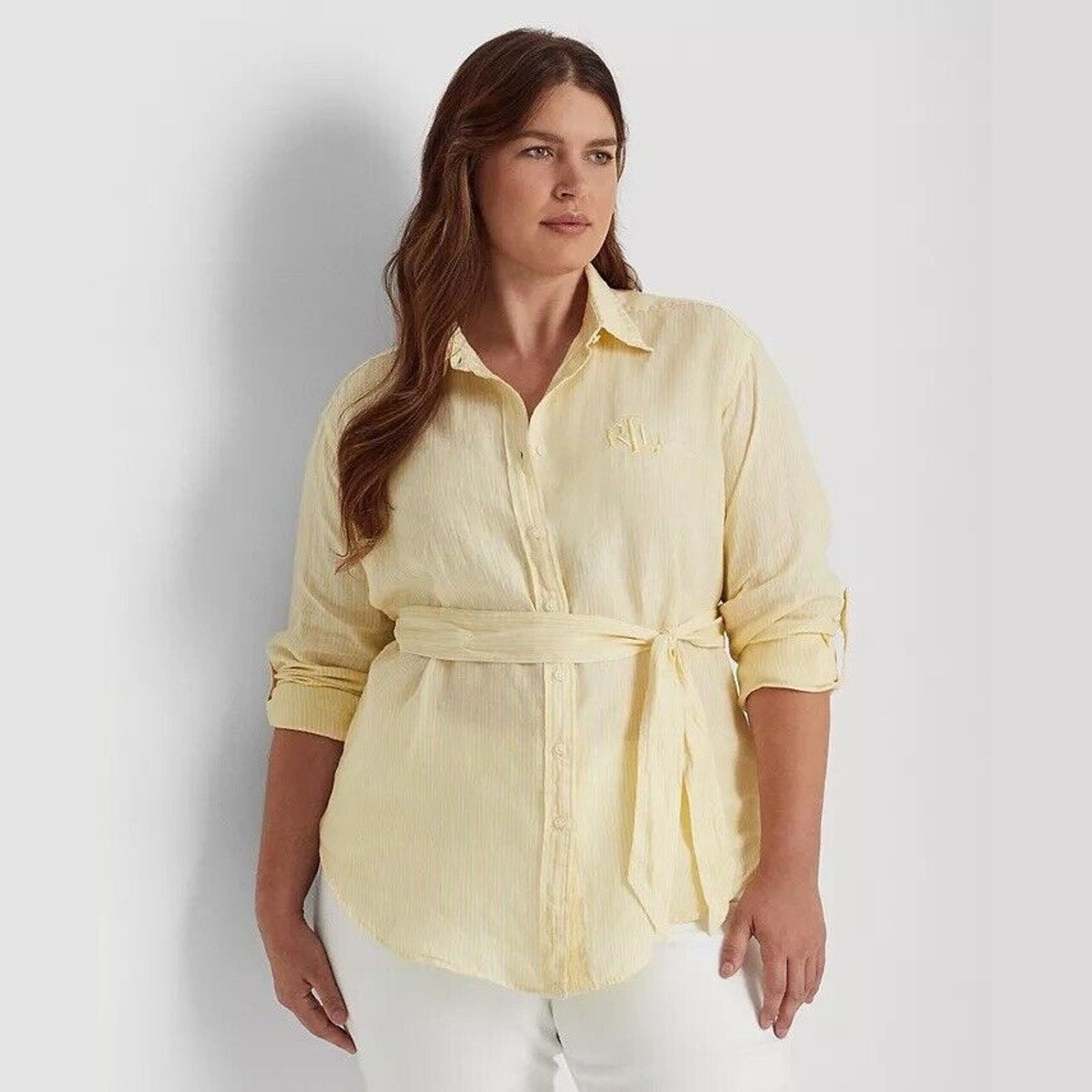Lauren Ralph Lauren Women Linen Button Shirt Plus Size 1X, image size:1600x1600