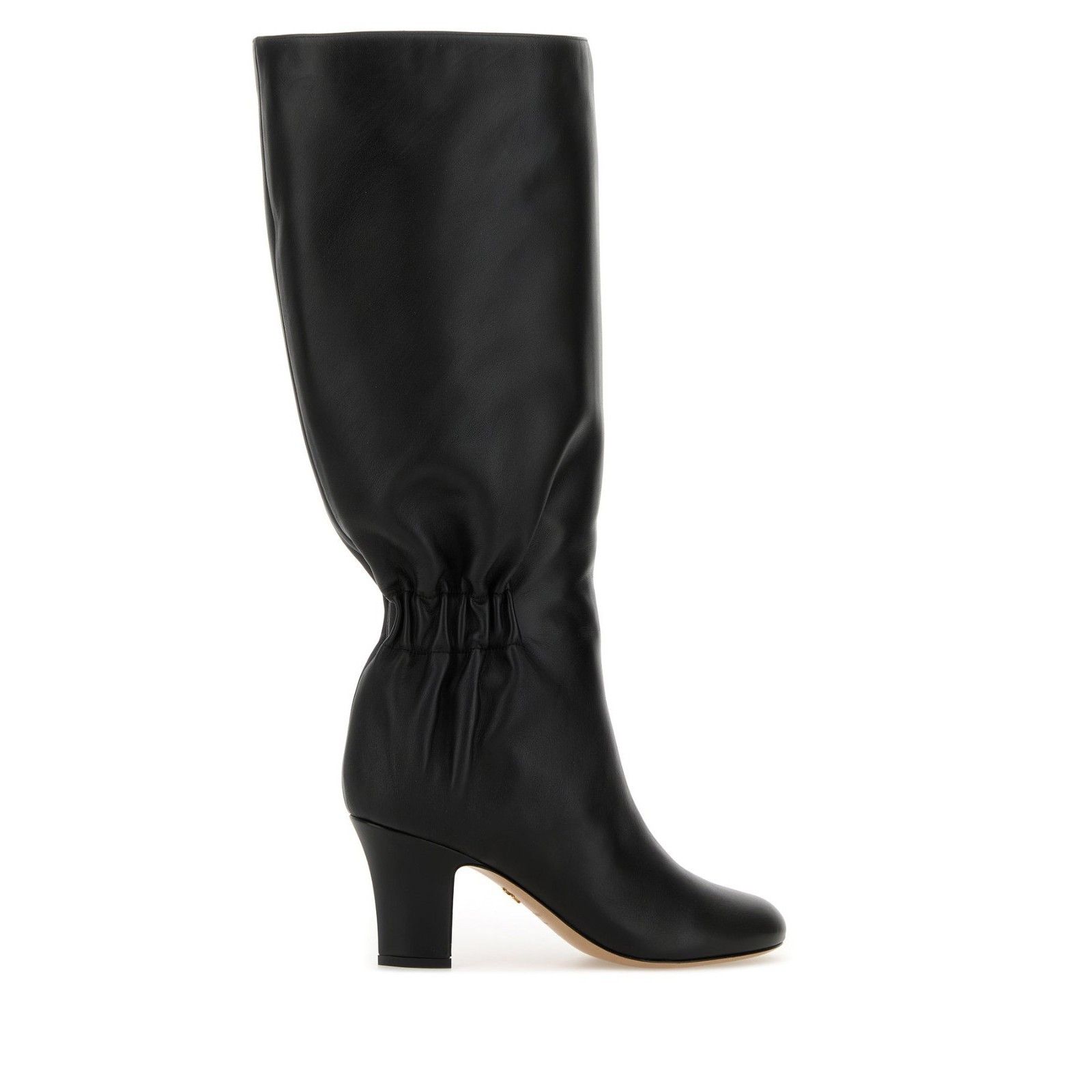 FERRAGAMO Jannette 70 Knee High Black Leather 70mm Heel Boot