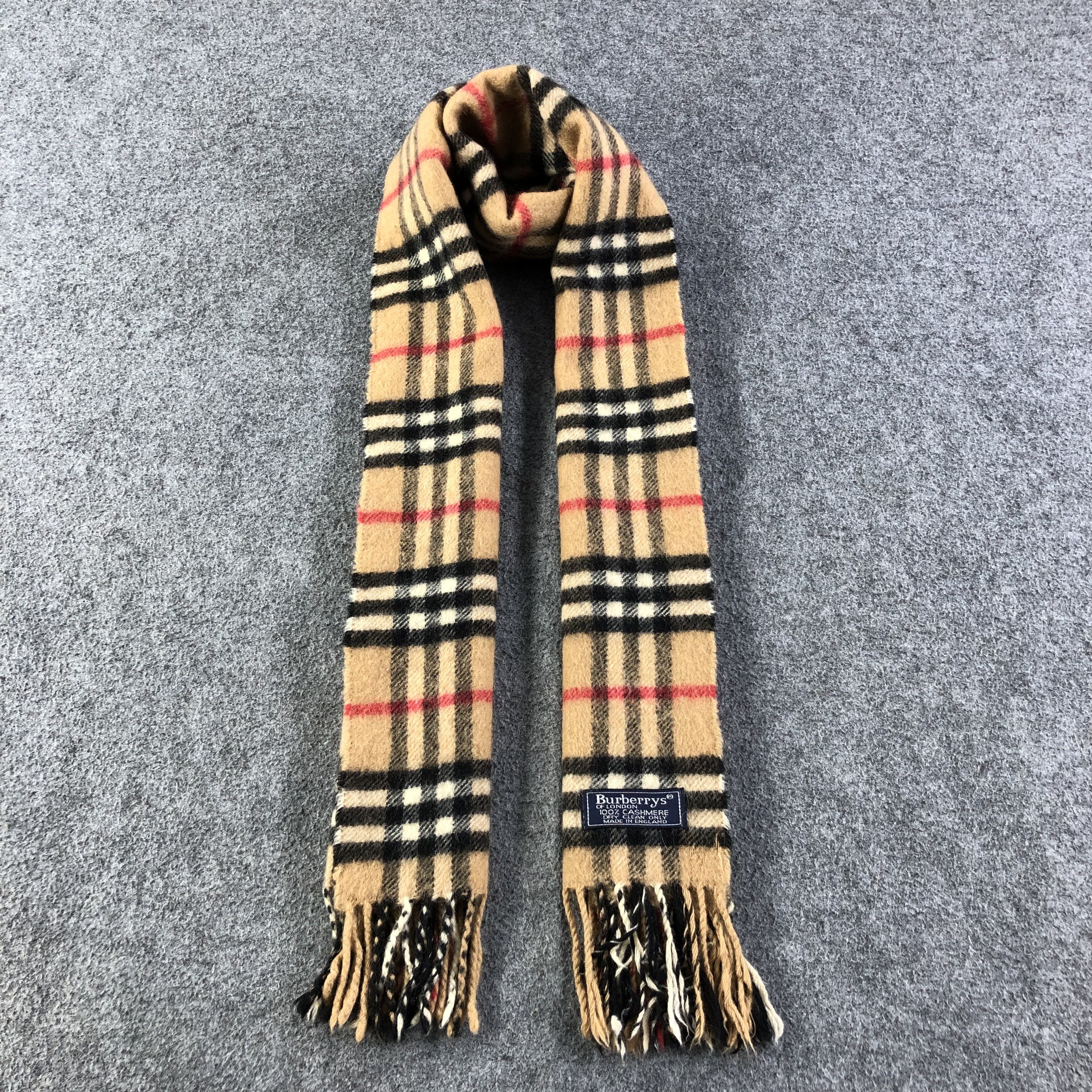 Burberry Burberrys Nova Check Tan Cashmere Scarf Muffler V1064 Size ONE SIZE - 1 Thumbnail