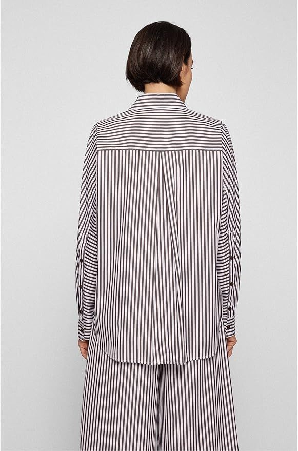Hugo Boss BOSS Bastripa Relaxed-fit Blouse Striped Cotton Blend Size XL / US 12-14 / IT 48-50 - 5 Thumbnail