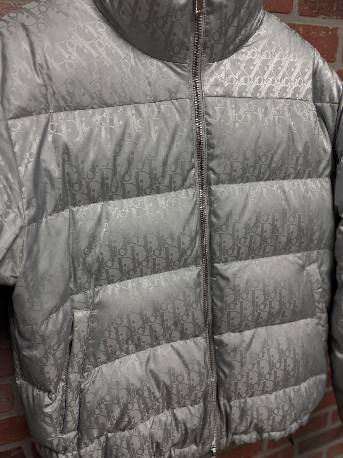 Dior Dior Oblique Down Puffer Jacket Size 54 Silver CLEAN Size US L / EU 52-54 / 3 - 4 Thumbnail