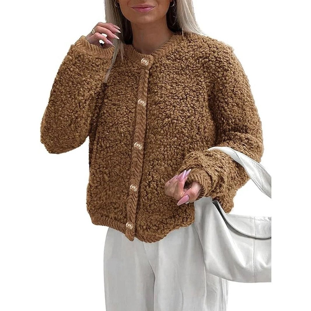 The Unbranded Brand PrettyGarde Women Faux Fur Coat Fall Fuzzy Fleece Button up Size M / US 6-8 / IT 42-44 - 2 Thumbnail