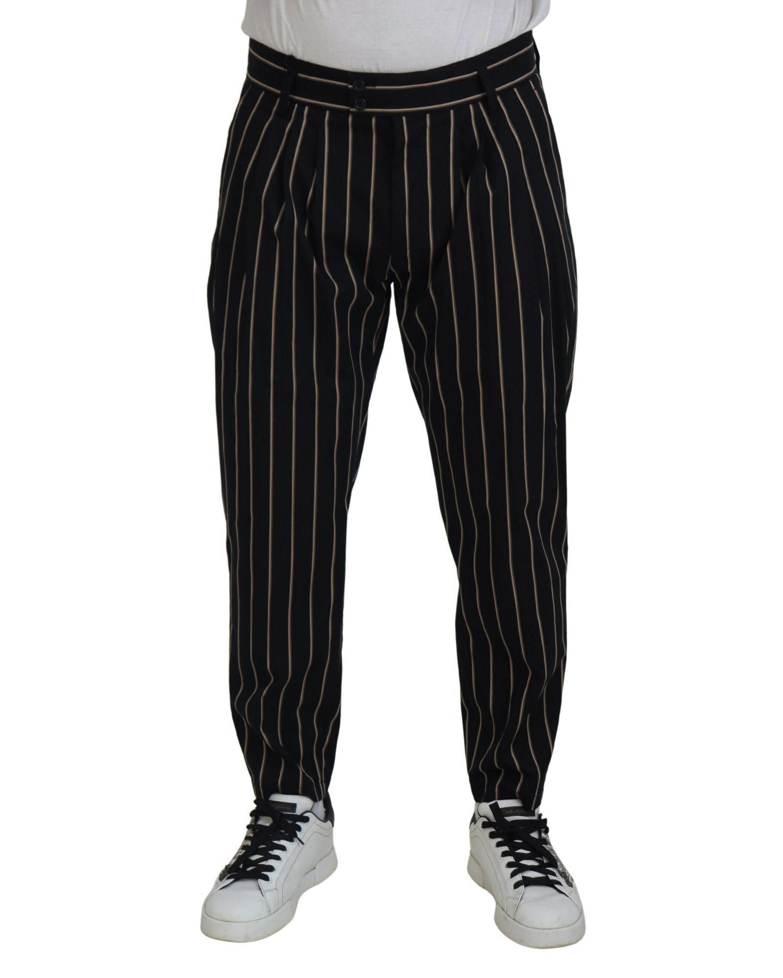 image of Dolce Gabbana Striped Cotton Stretch Pants in Black, Men's (Size 30)