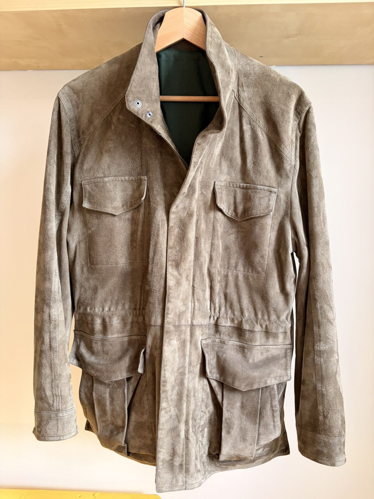 Stoffa Stoffa Field Jacket Dusty Green Lamb Suede 46S Size US S / EU 44-46 / 1 - 1 Thumbnail
