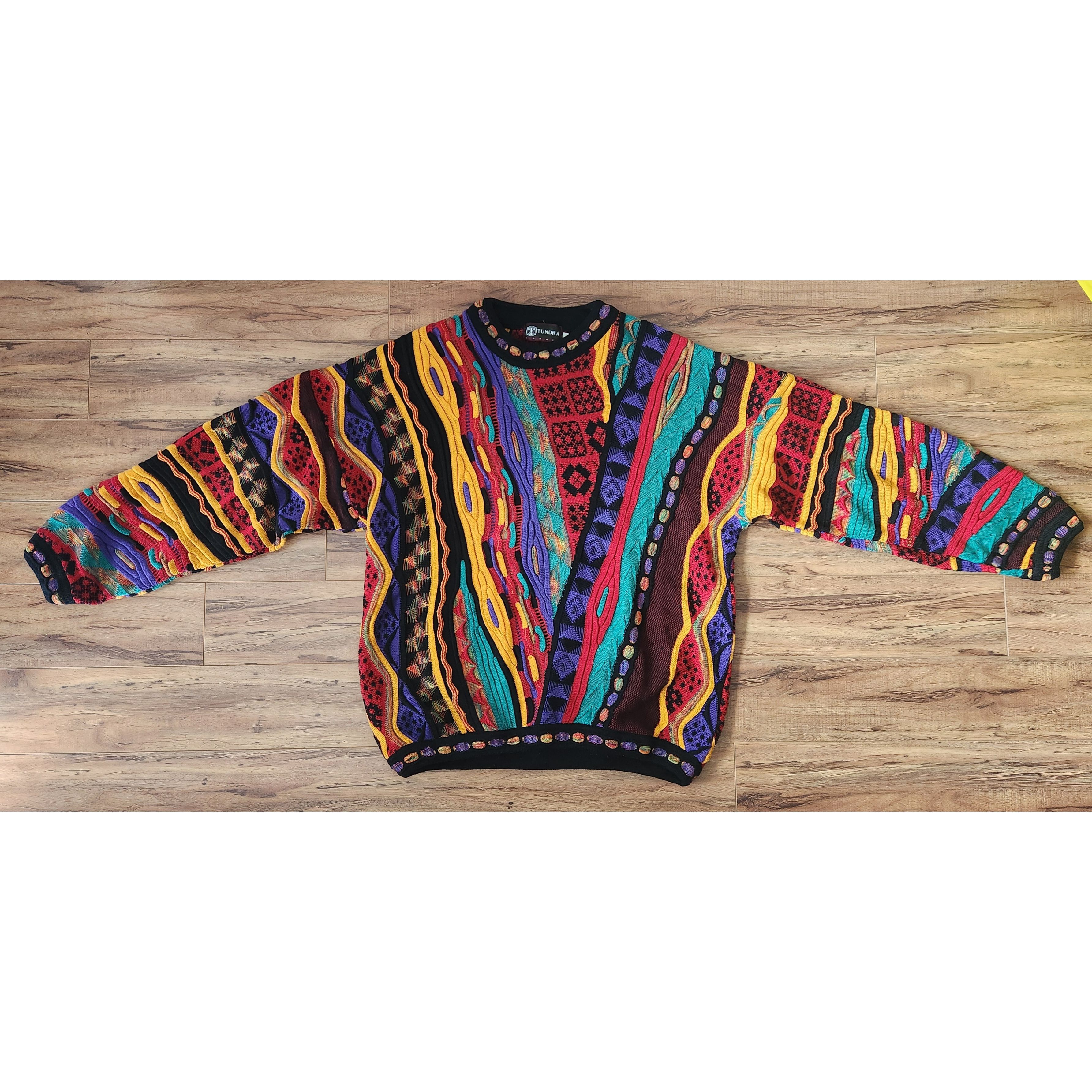 Vintage store Tundra coogi style multicolor pullover sweater medium