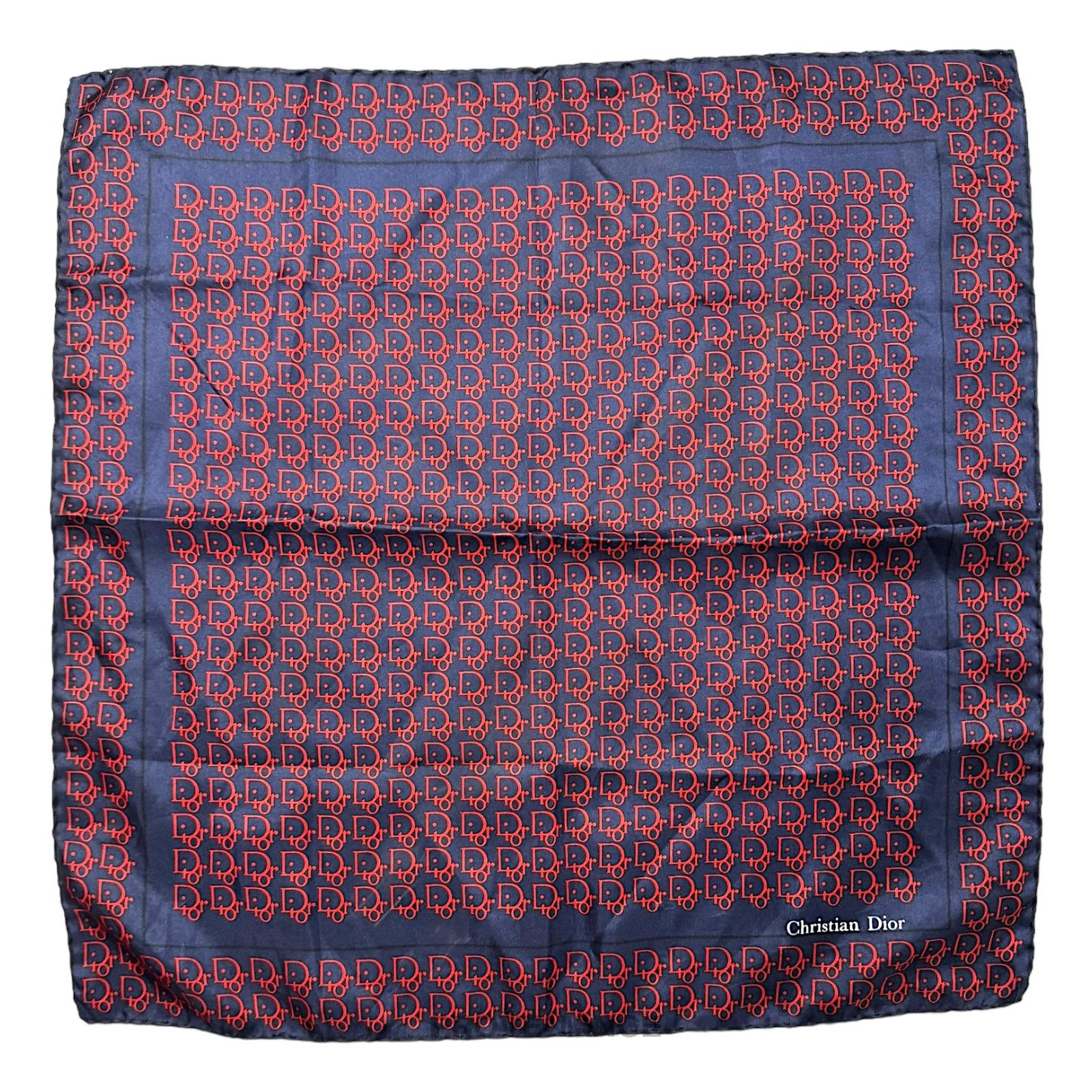 Dior 🔴 Christian Dior Trotter Monogram Silk Scarf - Navy Red Size ONE SIZE - 3 Thumbnail