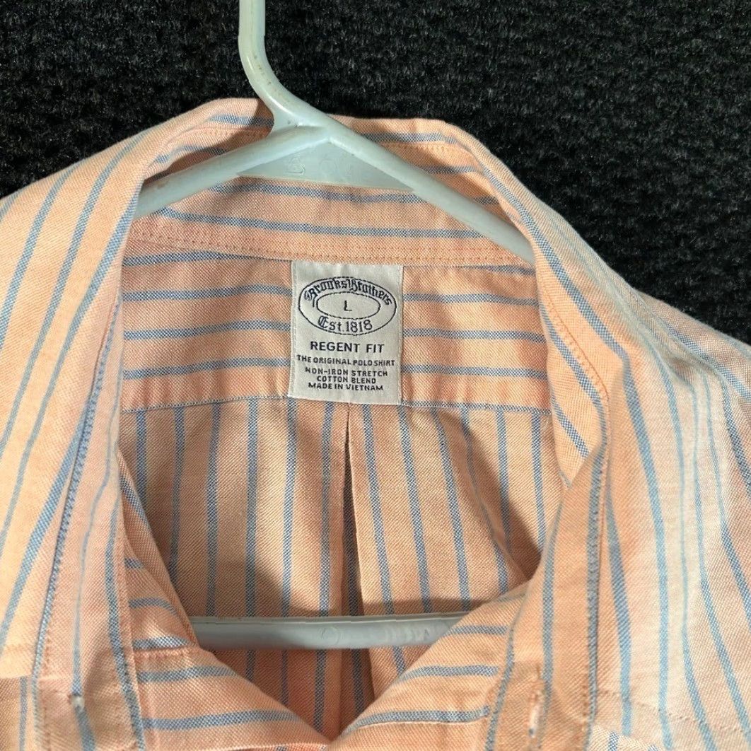 Brooks Brothers BrookS Brothers Regent Fit Button-Down Shirt Men’s Large Cotton Blend Striped Pink Blue Long Sleeve Size US M / EU 48-50 / 2 - 2 Thumbnail