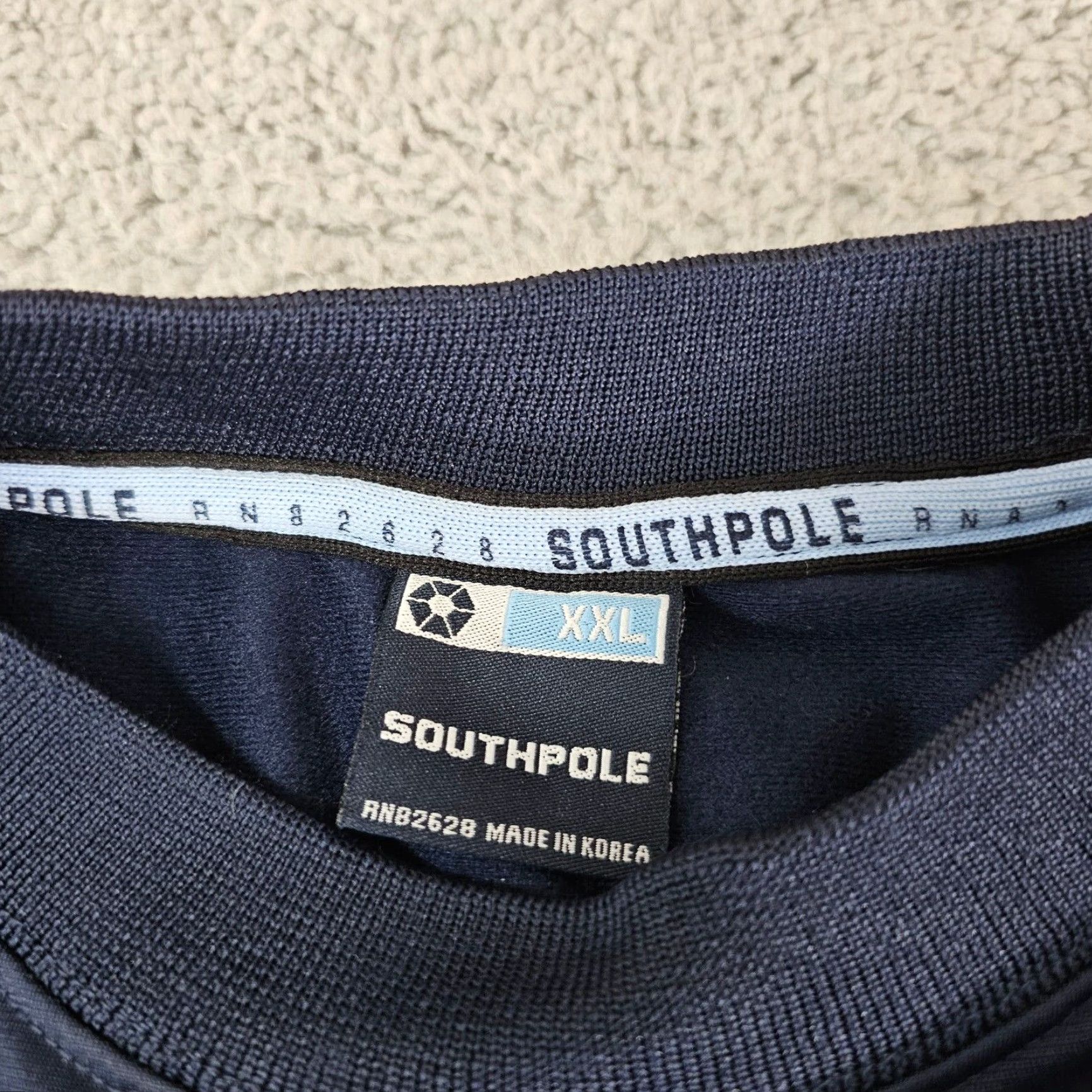 Southpole VINTAGE Southpole Jersey Football Mens 2XL Navy Pullover Fleece Lined Crew Neck Embroidered Jersey Thermal 100% Polyester"} Size US XXL / EU 58 / 5 - 4 Thumbnail