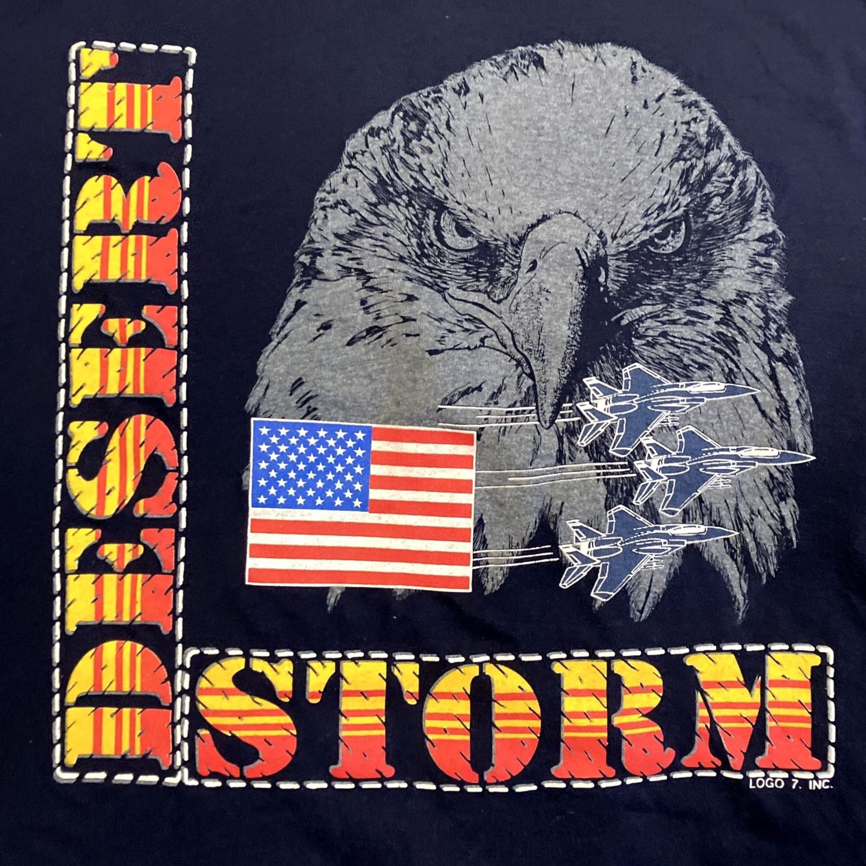 Logo 7 VINTAGE Logo 7 Operation Desert Storm Single Stitch T Shirt EAGLE Medium Mens Blue 90s Military Desert Storm Shirt Size US M / EU 48-50 / 2 - 2 Thumbnail