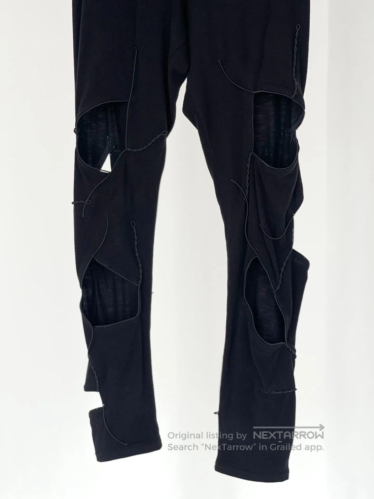Yohji Yamamoto Yohji Yamamoto Black Cutout Leggings. Size 23" - 3 Thumbnail