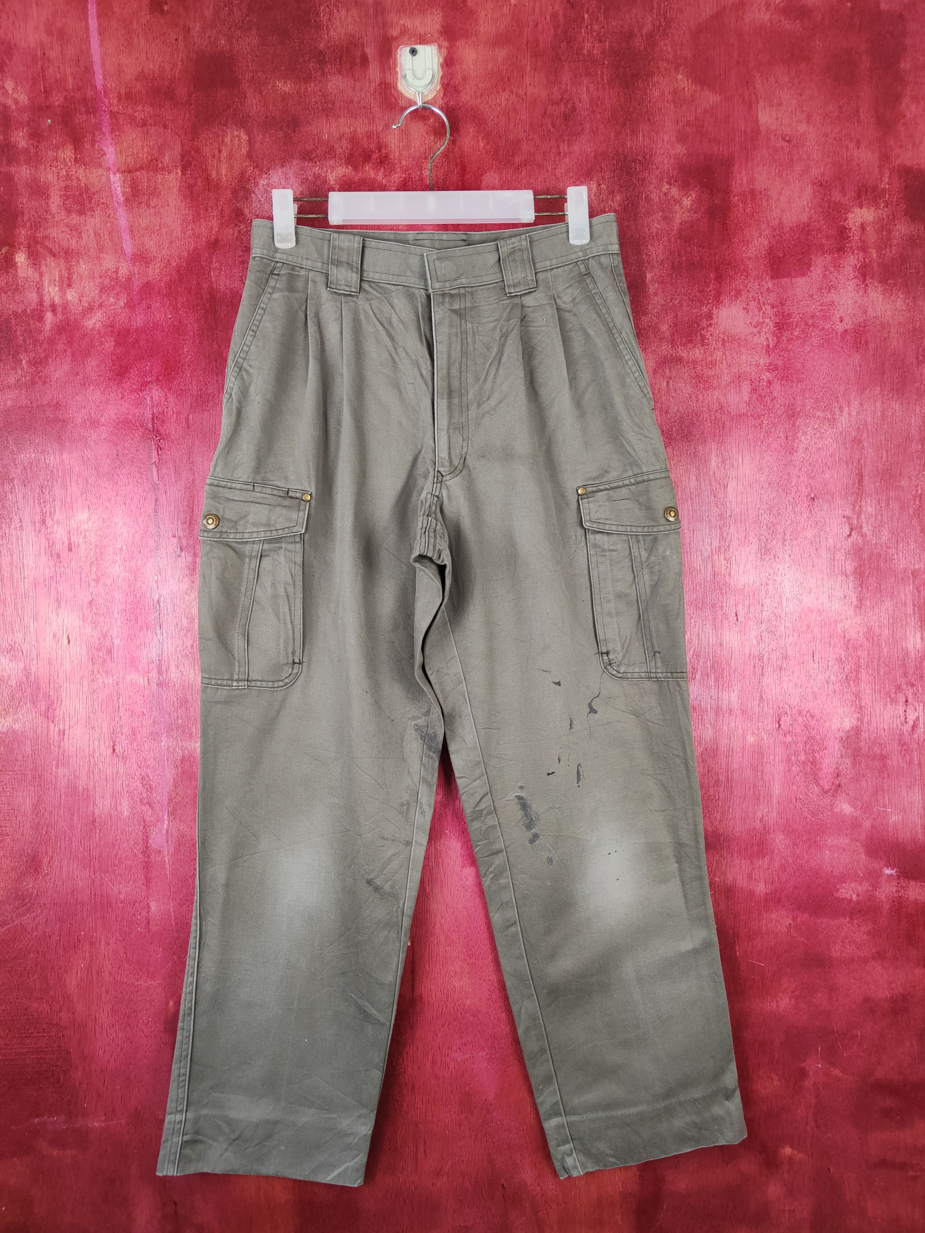 Japanese Brand Ahead Worker Olive Multipocket Tactical Cargo Pants #S1275 Size US 29 - 1 Thumbnail