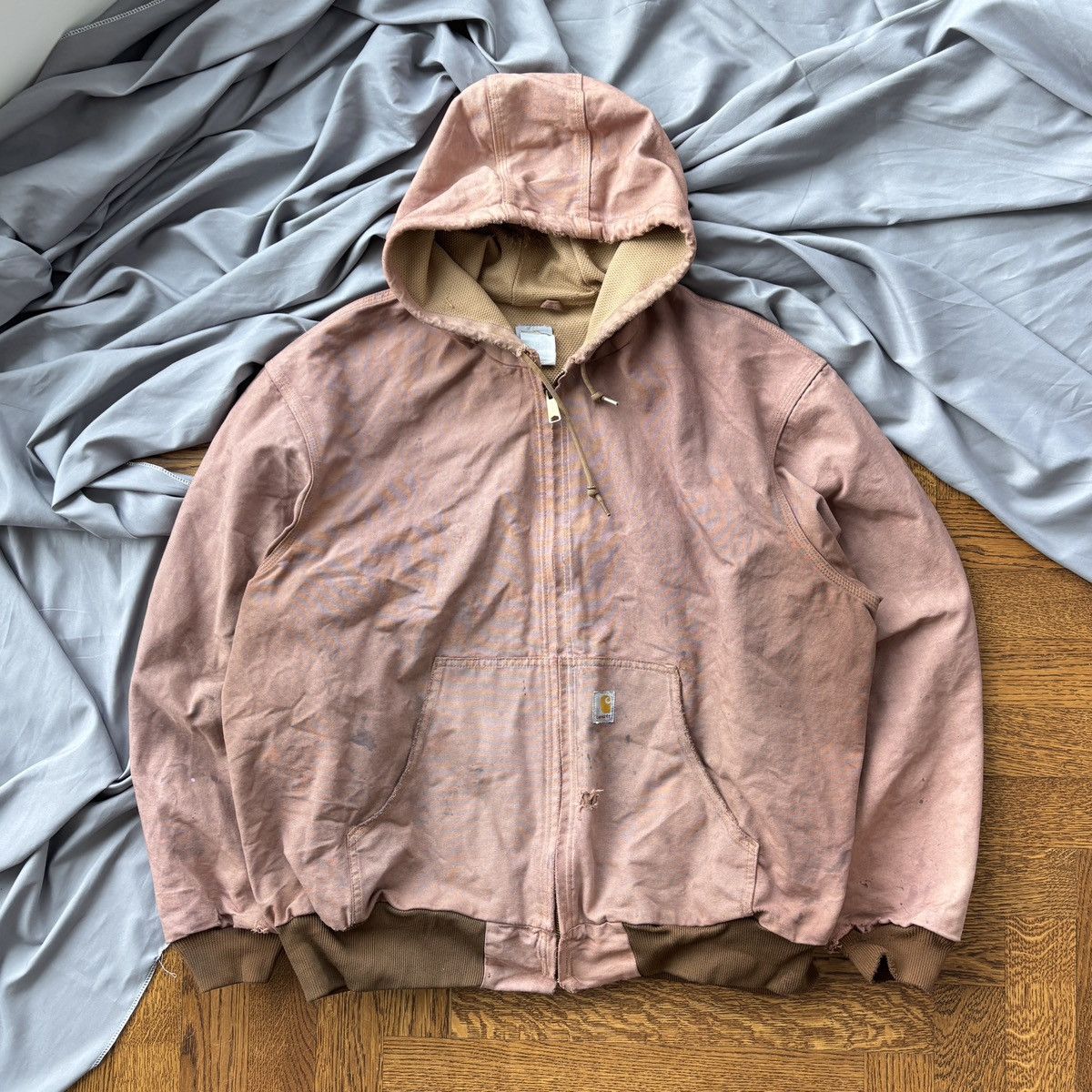 Carhartt × Vintage Vintage Carhartt Hooded Detroit Jacket Rust Clay Thermal 90s Size US XL / EU 56 / 4 - 18 Thumbnail
