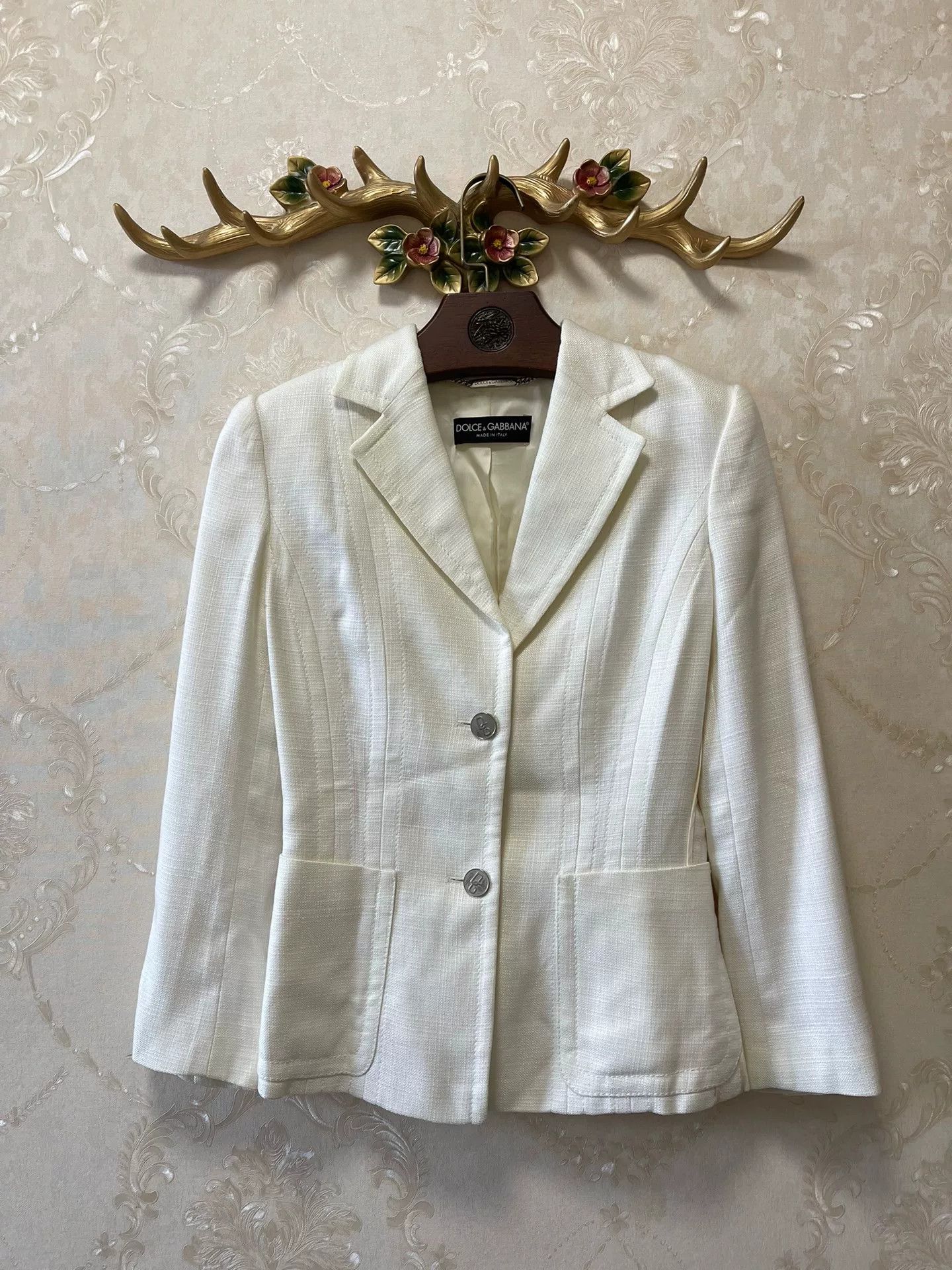 DGK DG Classic Waist-Cinched White Blazer Size M / US 6-8 / IT 42-44 - 1 Thumbnail