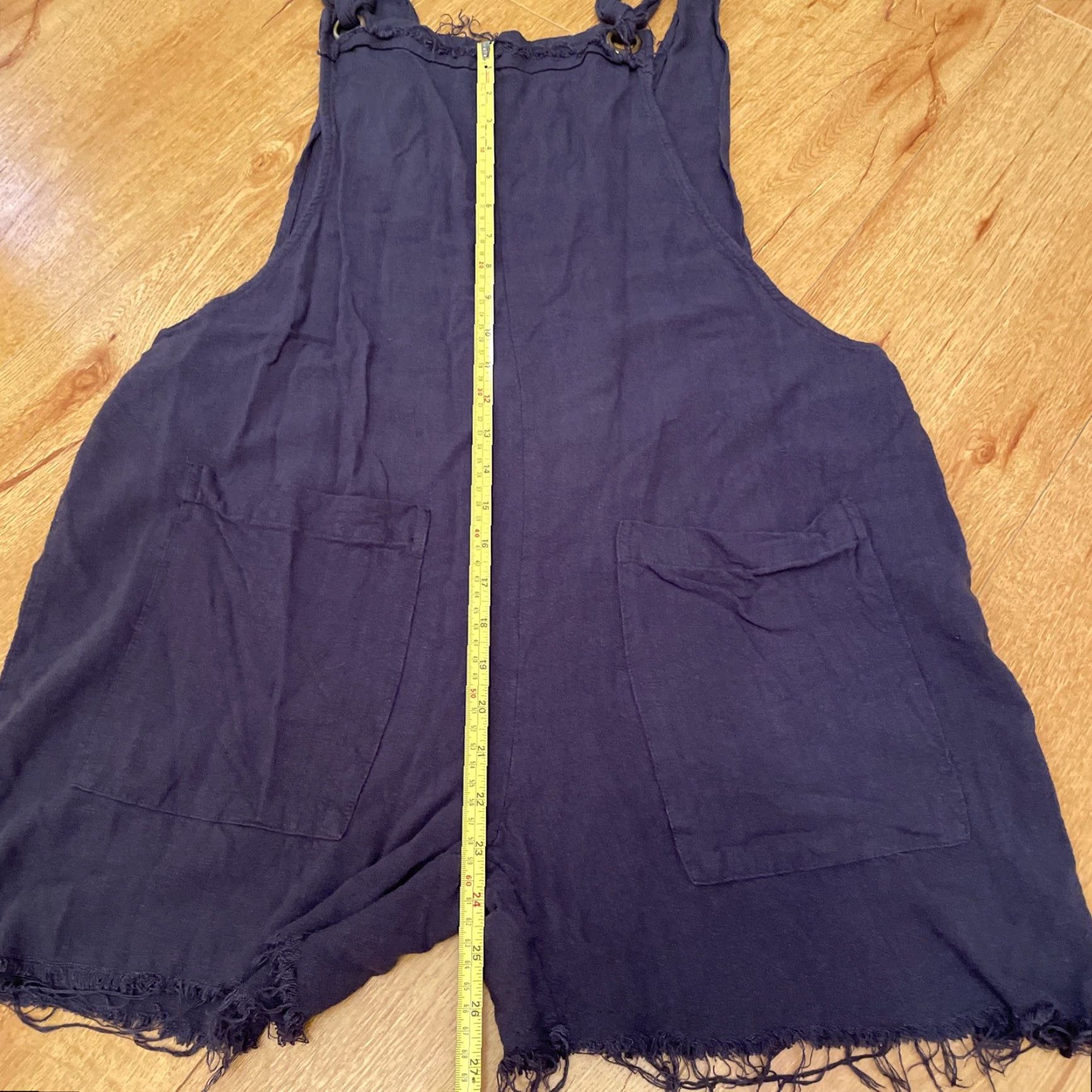 Vintage Natural Life Carly Overall Shorts Large Tie Front Navy Linen Blend Boho Casual Women Large Tie Front Shorts Size 36" / US 14 / IT 50 - 7 Thumbnail