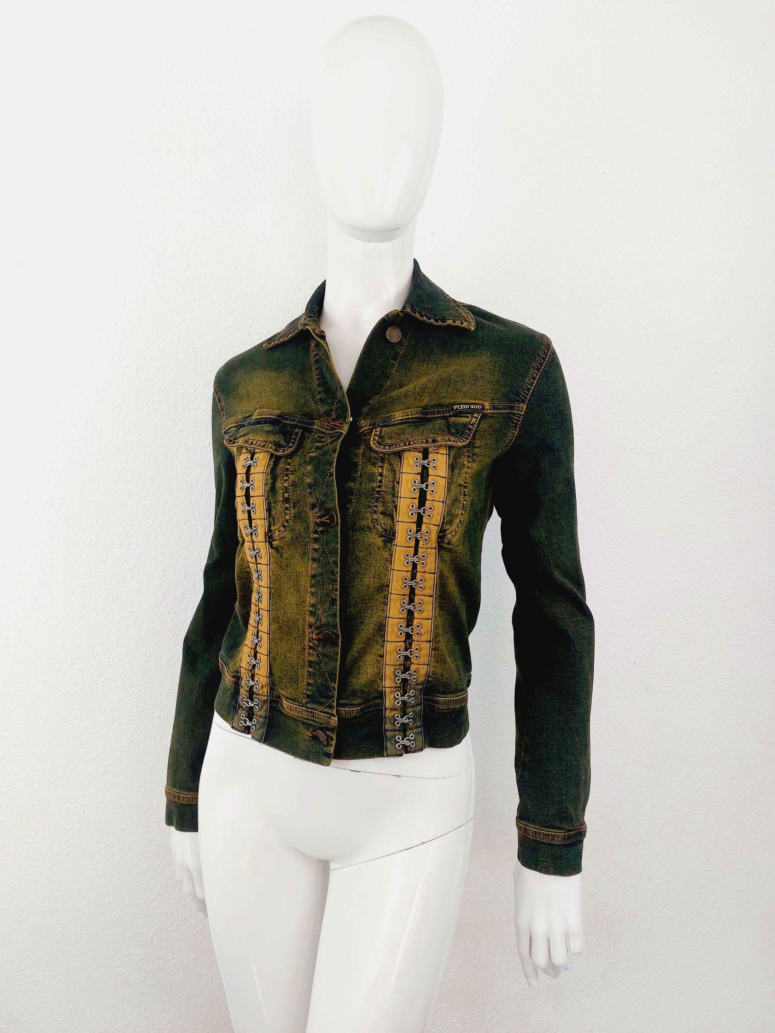 plein sud Plein Sud Corset Hook And Eye Stone Wash Denim Jacket