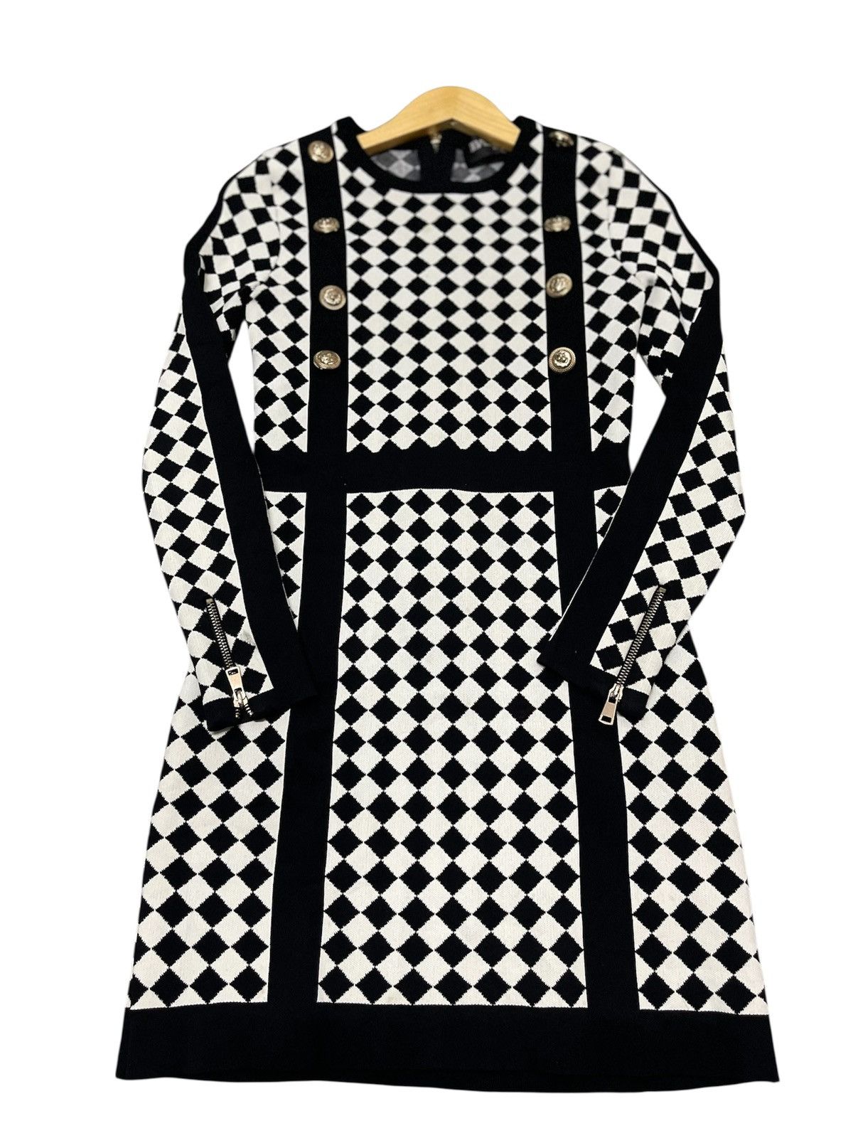 Balmain BALMAIN Mini Dress Whit a Geometric Pattenr Size S / US 4 / IT 40 - 10 Thumbnail