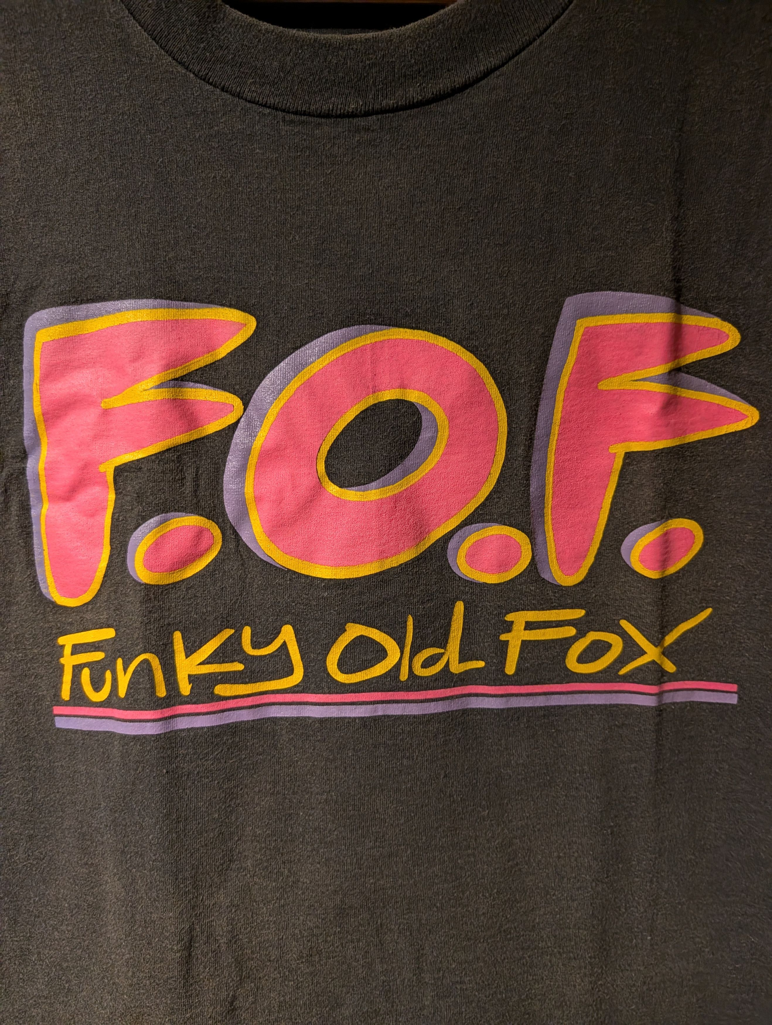 Vintage VTG Funky Old Fox F.O.F. Neon Graphic T-Shirt Anvil Skater Size US XL / EU 56 / 4 - 2 Thumbnail