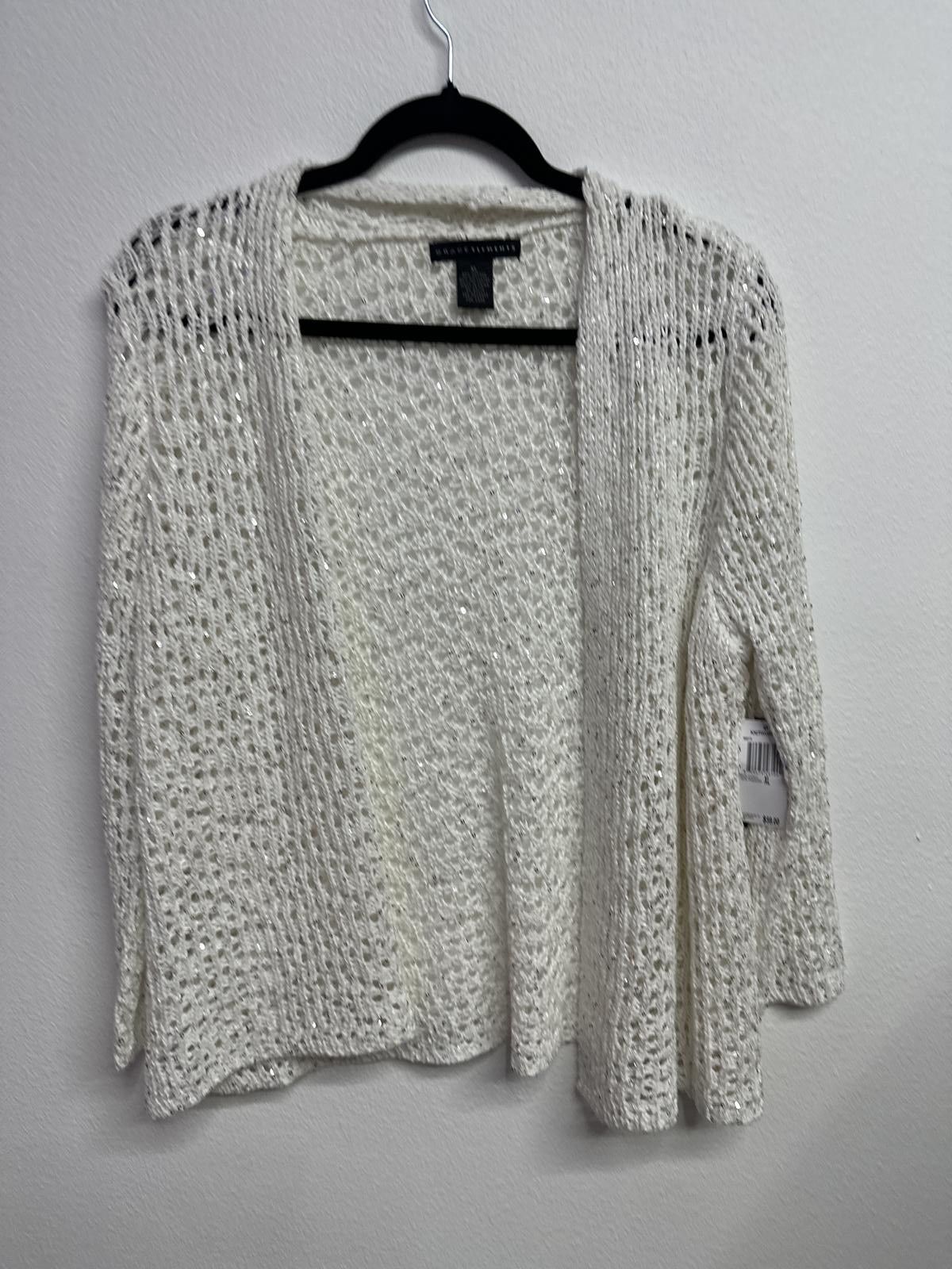 Other Grace Elements XL White Sequin Knit Cardigan Size XL / US 12-14 / IT 48-50 - 1 Thumbnail