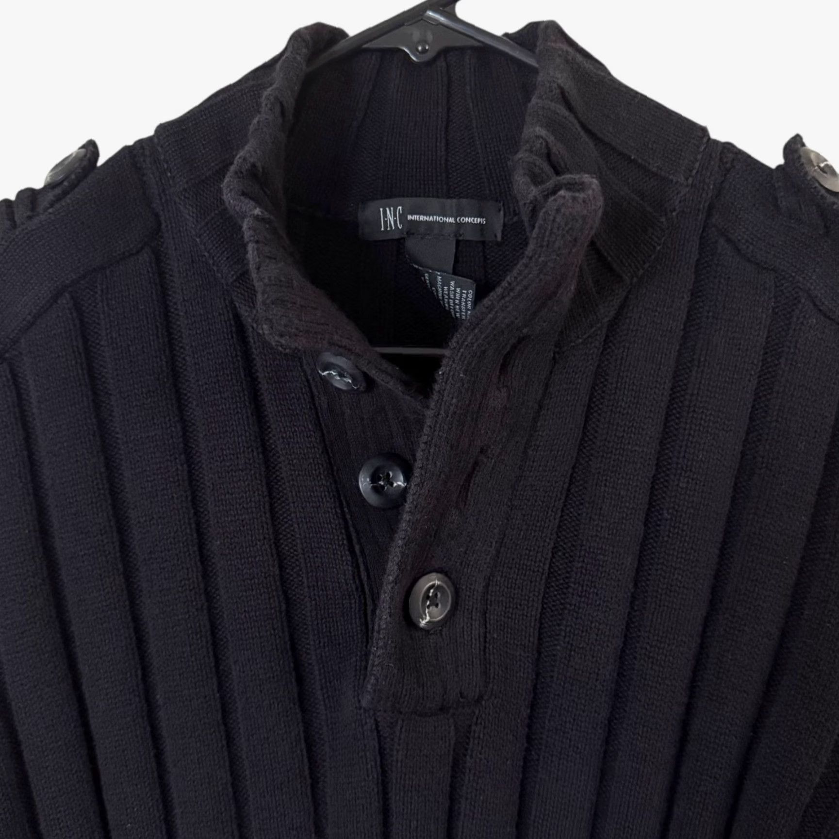 Vintage VINTAGE INC International Concepts Henley Sweater Women's Medium Black Knit Long Sleeve Casual Winter Size M / US 6-8 / IT 42-44 - 5 Thumbnail