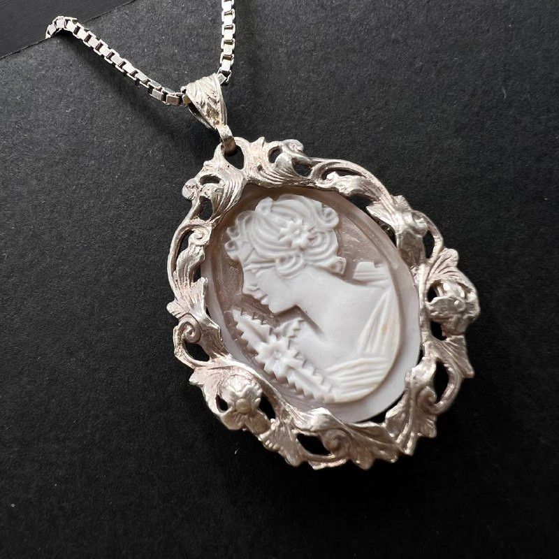 Vintage Vintage 925 Sterling Silver Shell Cameo Pin Brooch Pendant Size ONE SIZE - 6 Thumbnail