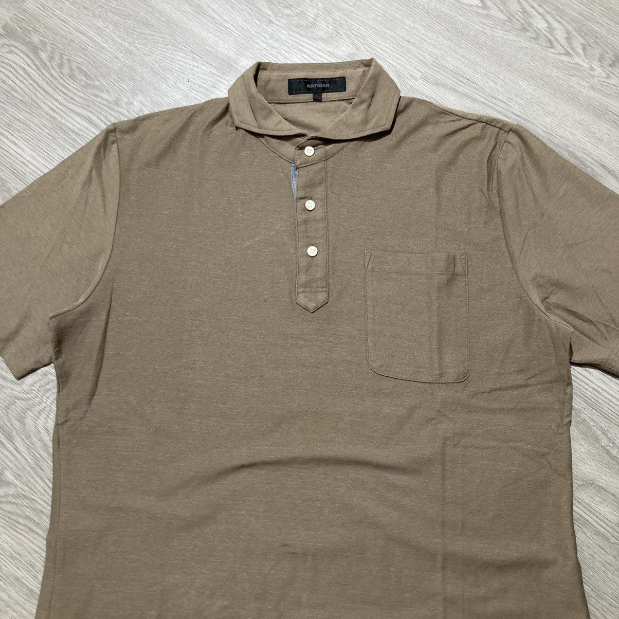 Japanese Brand 2000s Artisan Pocket Polo Tshirt Brown Designer Size US L / EU 52-54 / 3 - 2 Thumbnail