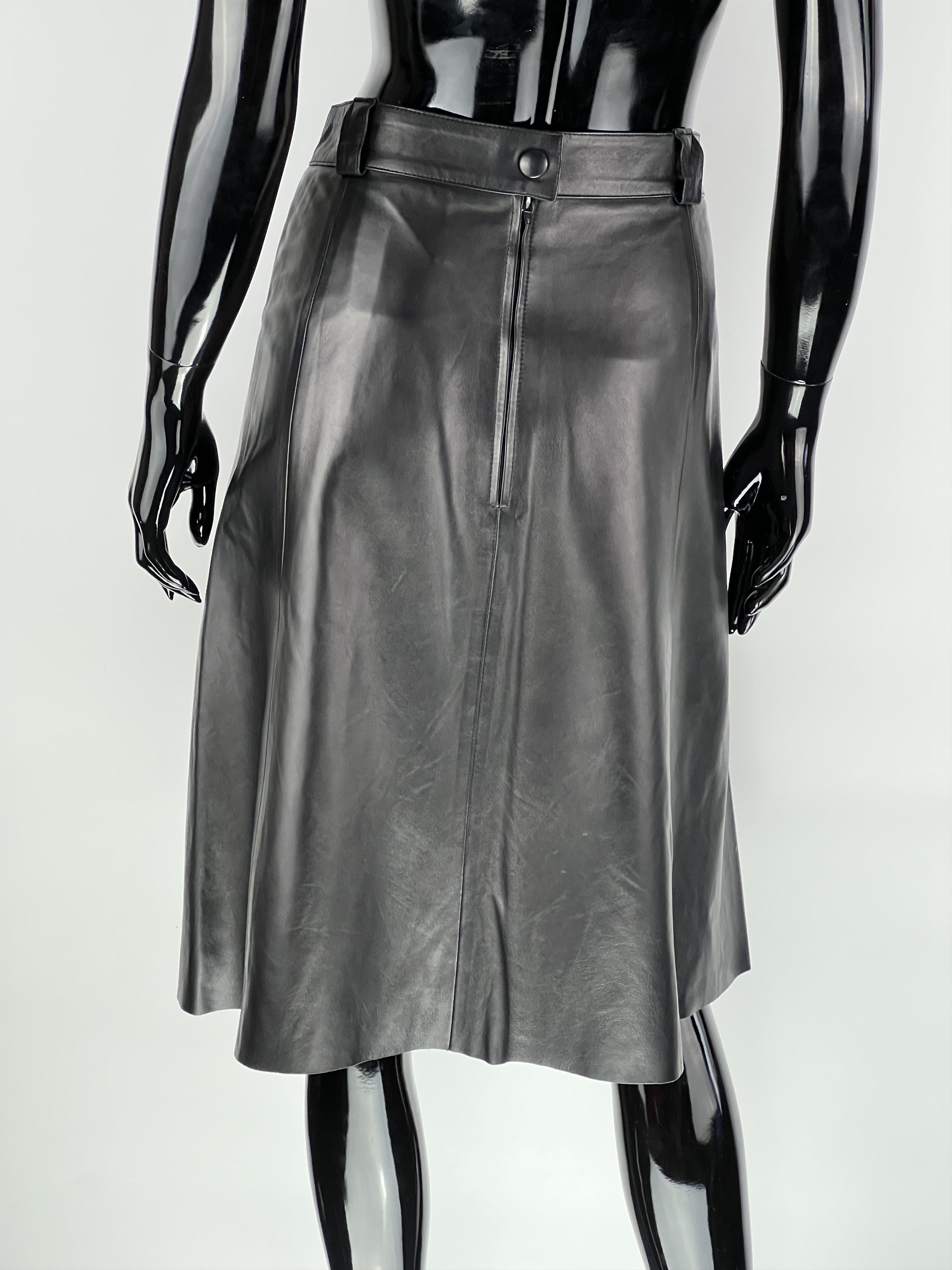 Genuine Leather Jitrois Pleated Leather Midi Skirt Size S Size 27" / US 4 / IT 40 - 3 Thumbnail