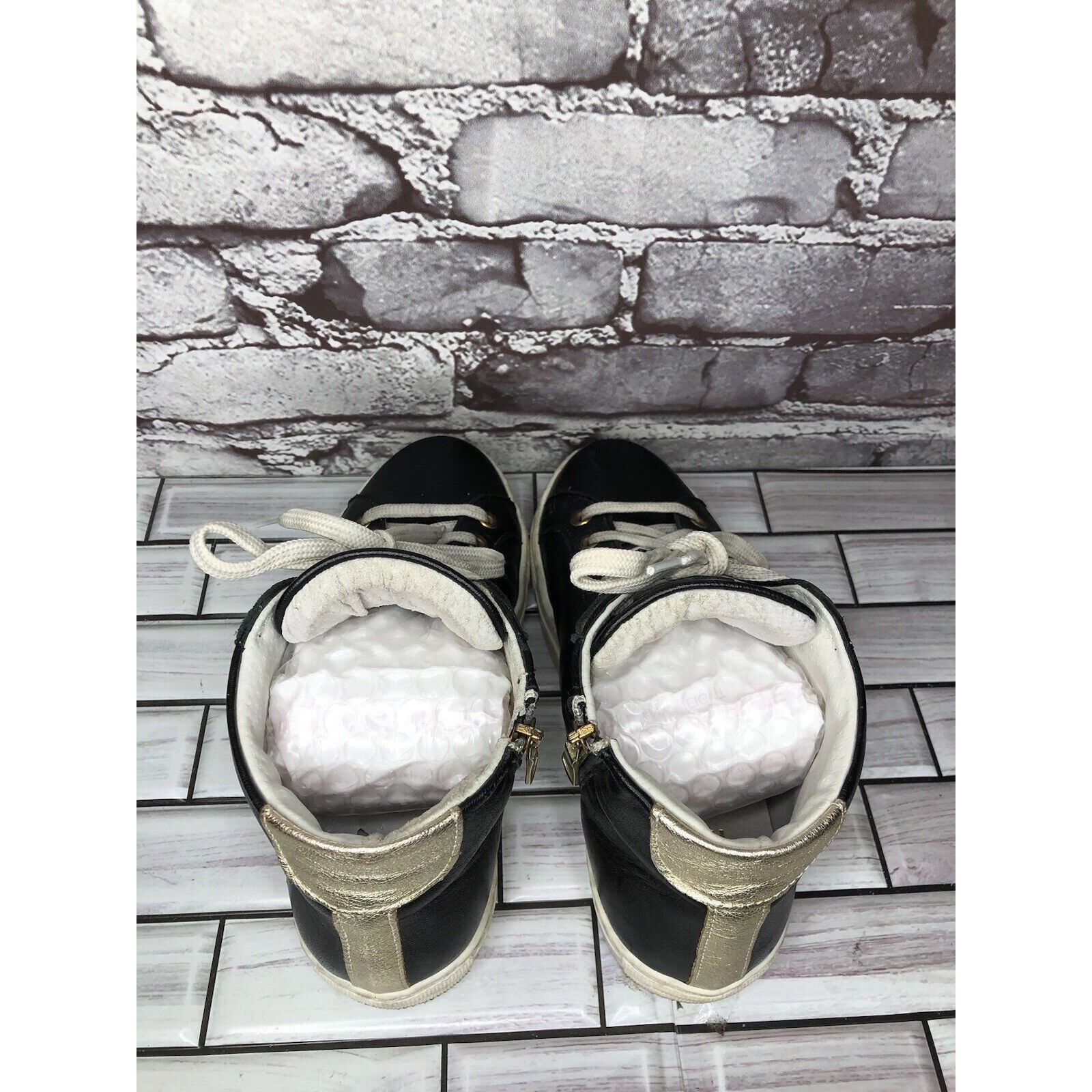 Other Tiurai Logo Black Leather High Top Lace Up Sneakers Shoes Wo Size US 6 / IT 36 - 4 Thumbnail