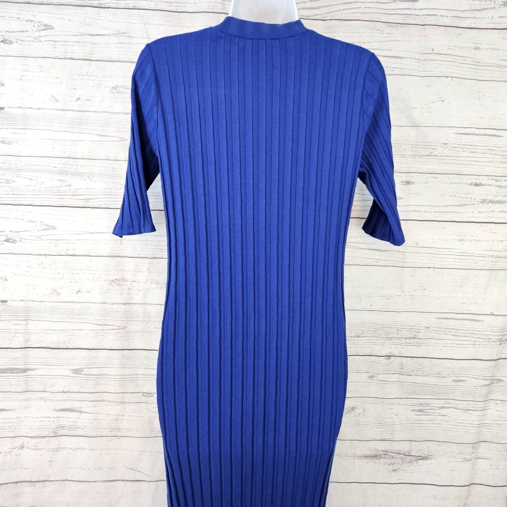 Eileen Fisher Eileen Fisher Womens Ribbed Dress Sz Small Solid Blue Half Sleeves Tencel Blend Size S / US 4 / IT 40 - 4 Thumbnail