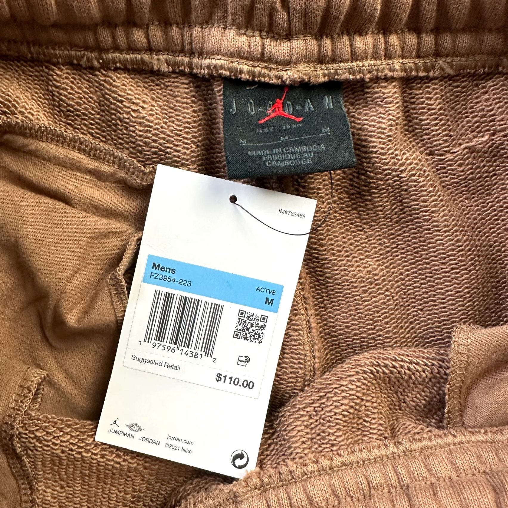 Jordan Brand Jordan Pants Mens Medium Brown Fleece Heavyweight Wordmark Archaeo Size US 31 - 6 Thumbnail