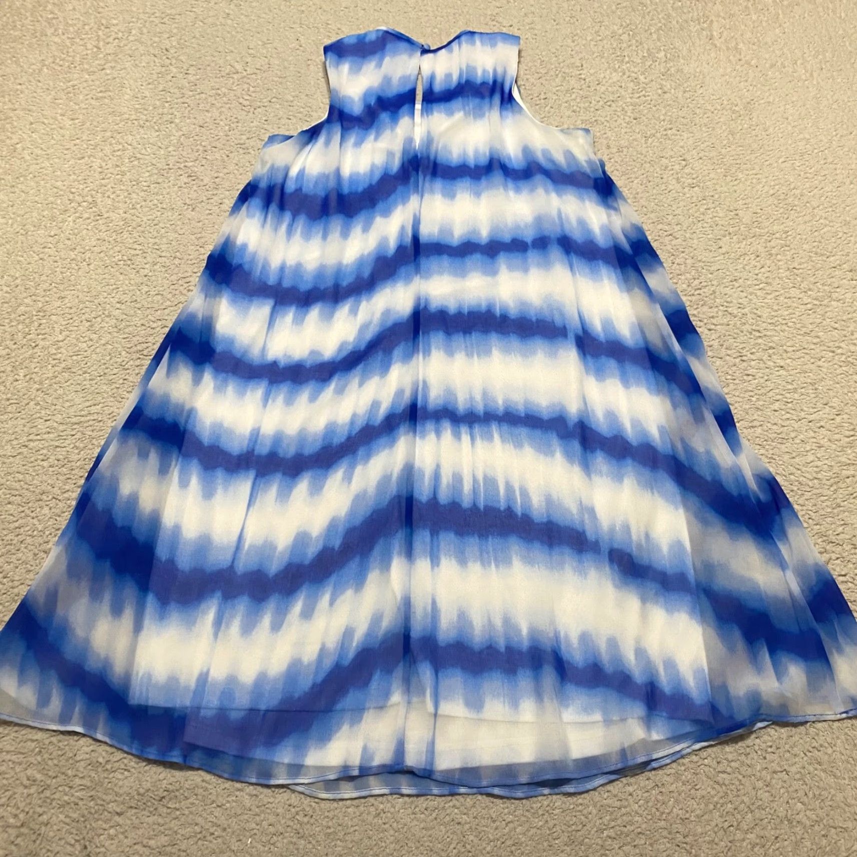 Calvin Klein Calvin Klein Dress Womens sz 6 Blue Striped Sleeveless Scoop Neck Lined Chiffon Knee Length Casual Size M / US 6-8 / IT 42-44 - 6 Thumbnail