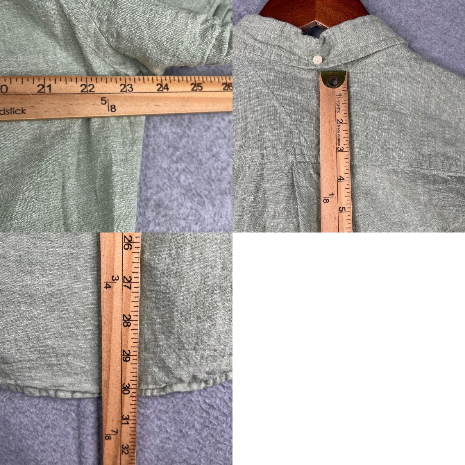 Tommy Hilfiger Tommy Hilfiger Shirt Green Heather Linen Blend Short Sleeve Button-Up Mens Large Size US L / EU 52-54 / 3 - 8 Thumbnail