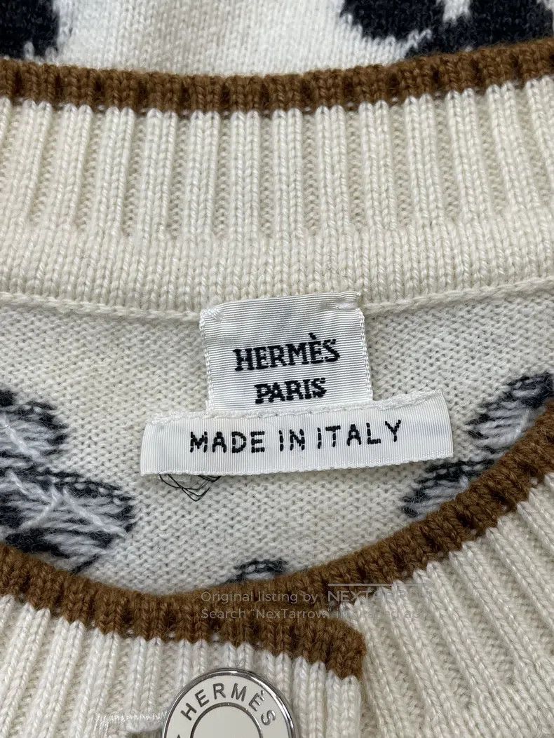 Hermes Hermes White Four-Leaf Clover Cashmere Cardigan Jacket Lon Size XS / US 0-2 / IT 36-38 - 4 Thumbnail