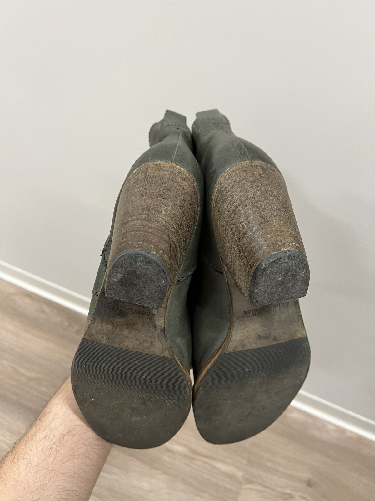 Acne Studios Acne Studios Ankle Boots Shearling Lined Pistol Olive Heels Size US 9 / IT 39 - 10 Thumbnail