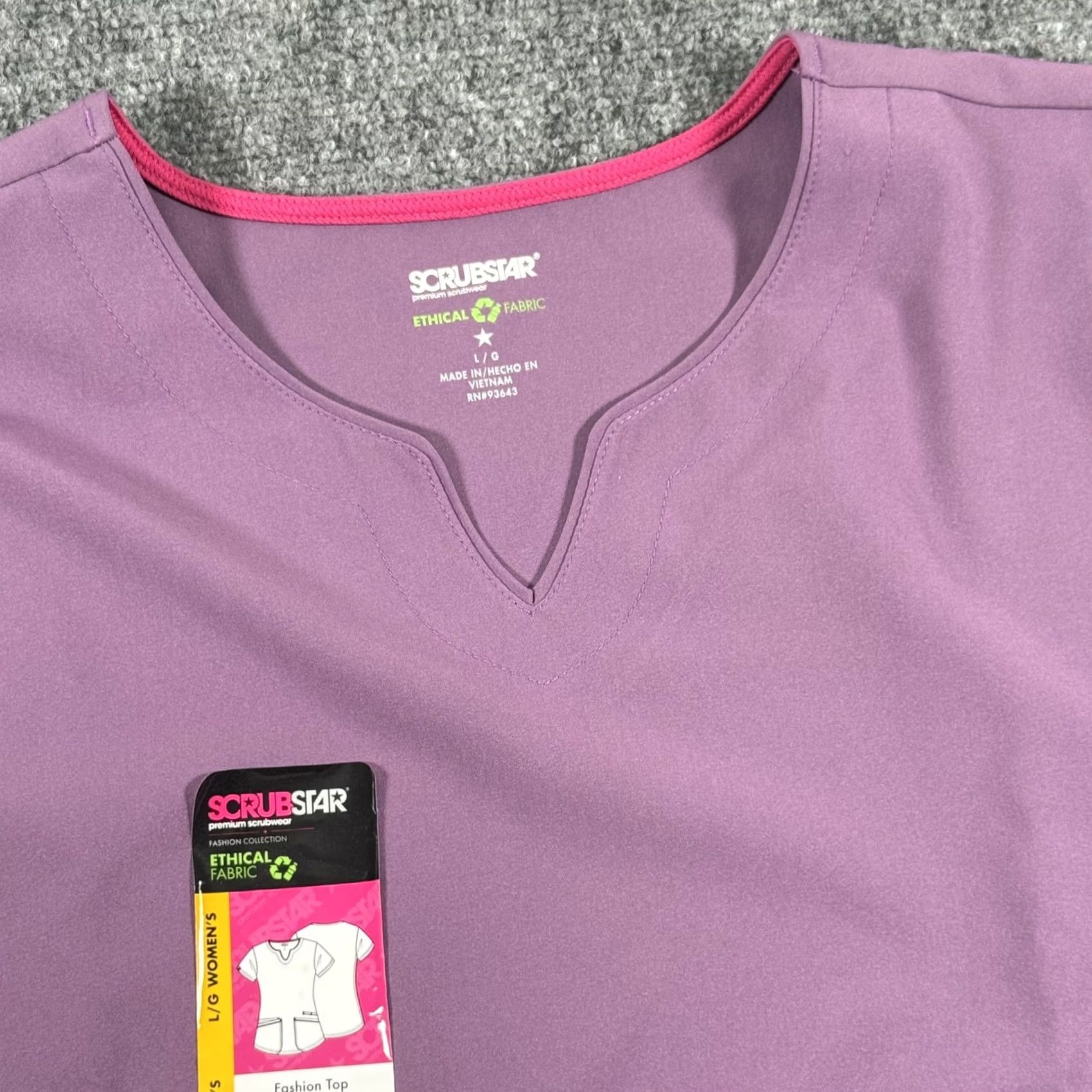 Vintage Scrubstar Top Womens Large Purple Scrub Shirt Nursing Uniform Medical Workwear Size L / US 10 / IT 46 - 2 Thumbnail