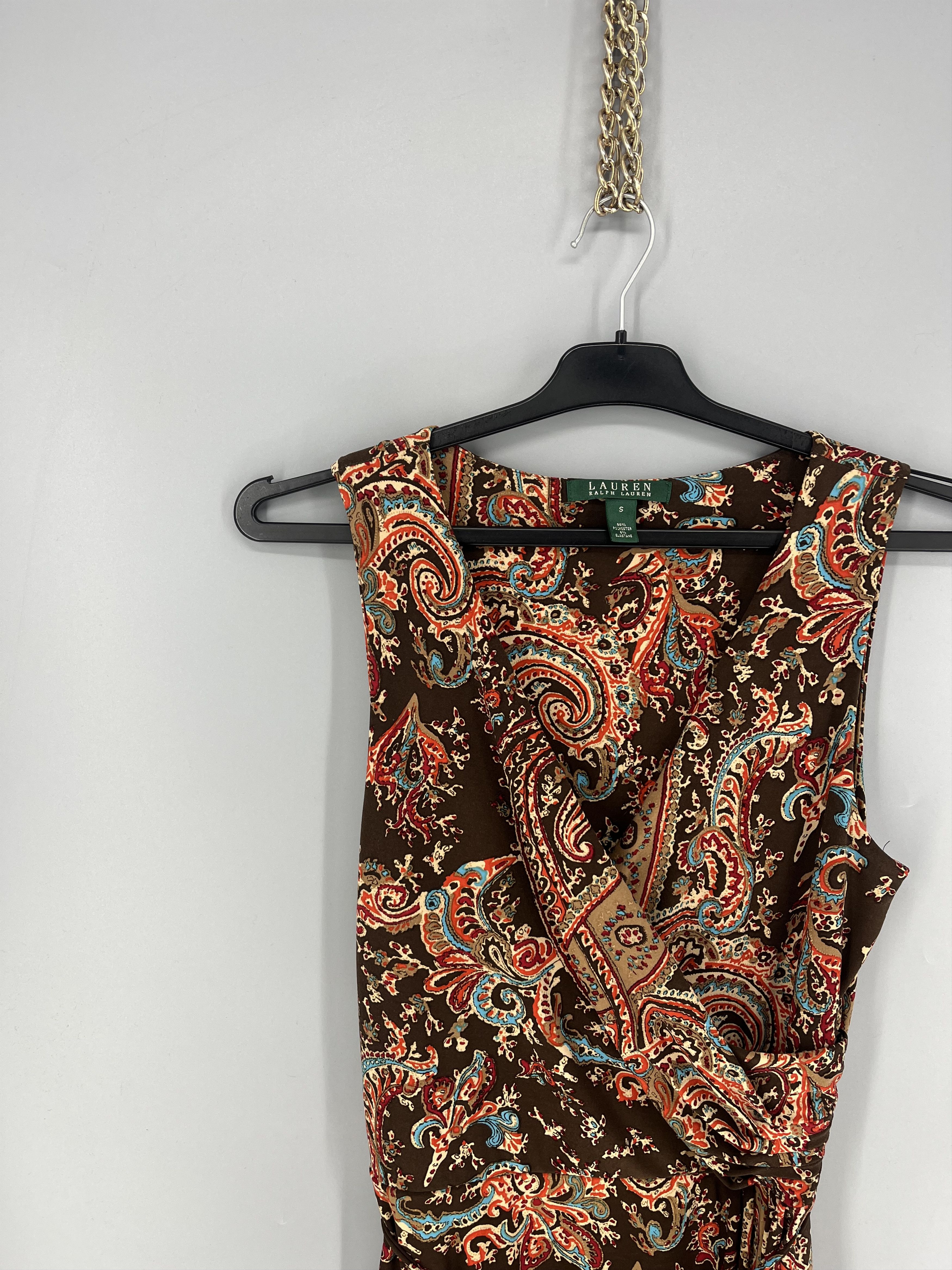 Polo Ralph Lauren Ralph Lauren Sleeveless Wrap Dress Womens S Brown Orange Size S / US 4 / IT 40 - 3 Thumbnail