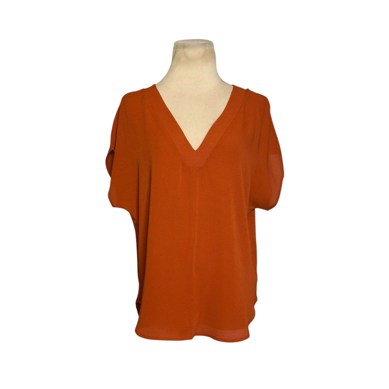 Forever 21 Forever 21 rust orange v neck short sleeves blouse size s Size S / US 4 / IT 40 - 1 Thumbnail