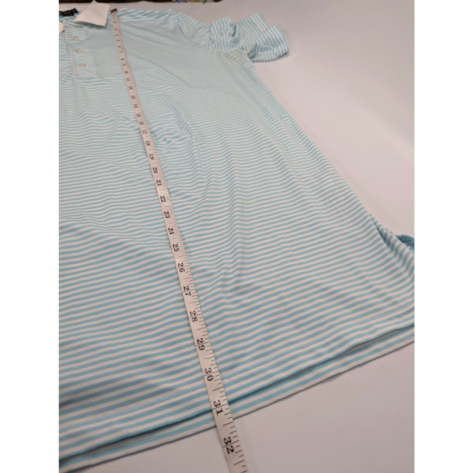 RLX Ralph Lauren Ralph Lauren RLX Polo Shirt Adult Mens L White Blue Striped Lightweight Golf Shirt Polo Men Casual Business Wedding Size US L / EU 52-54 / 3 - 6 Thumbnail