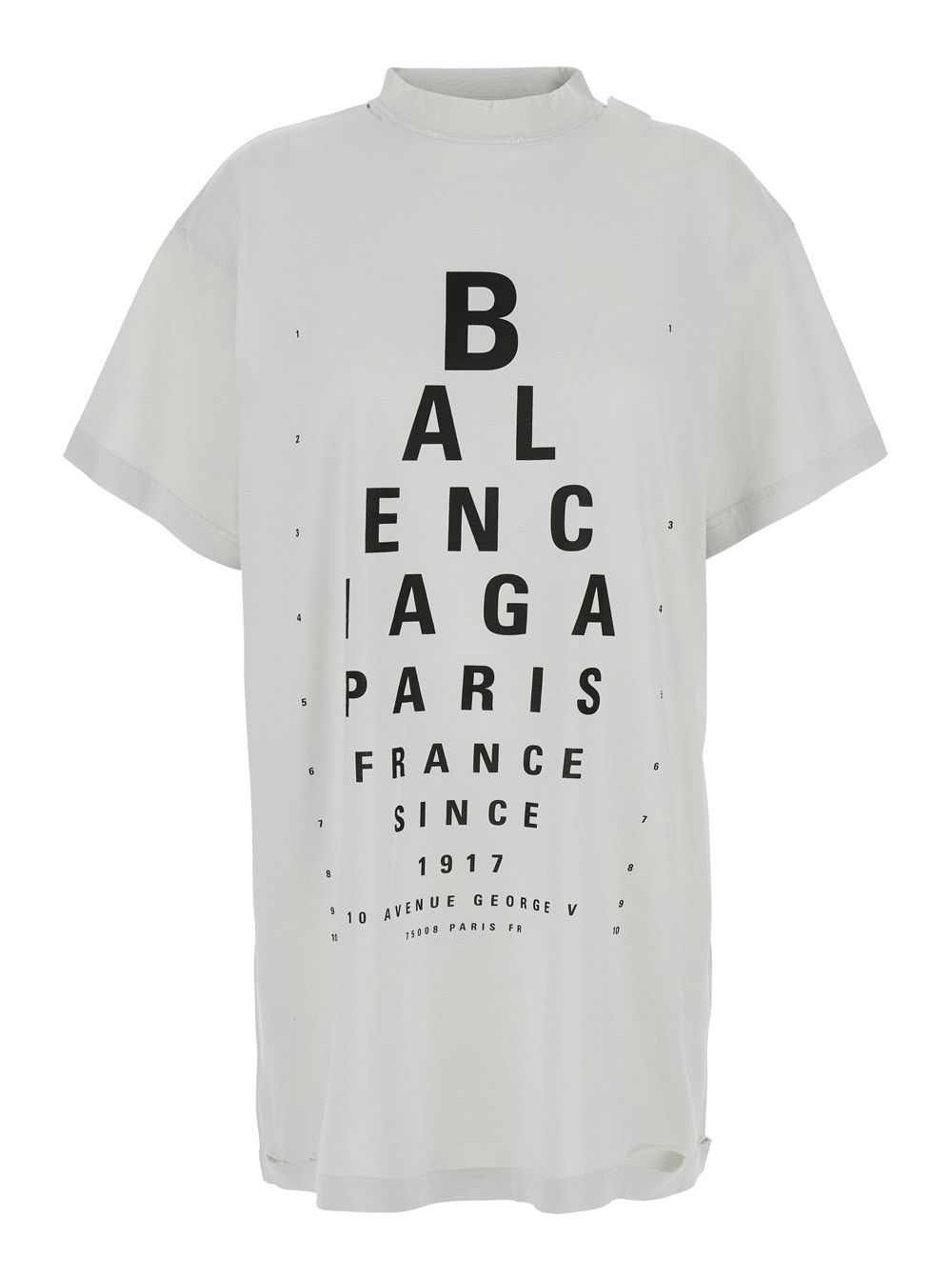 White T-Shirt with Logo Printed on the Front and Torn Details in Cotton Woman