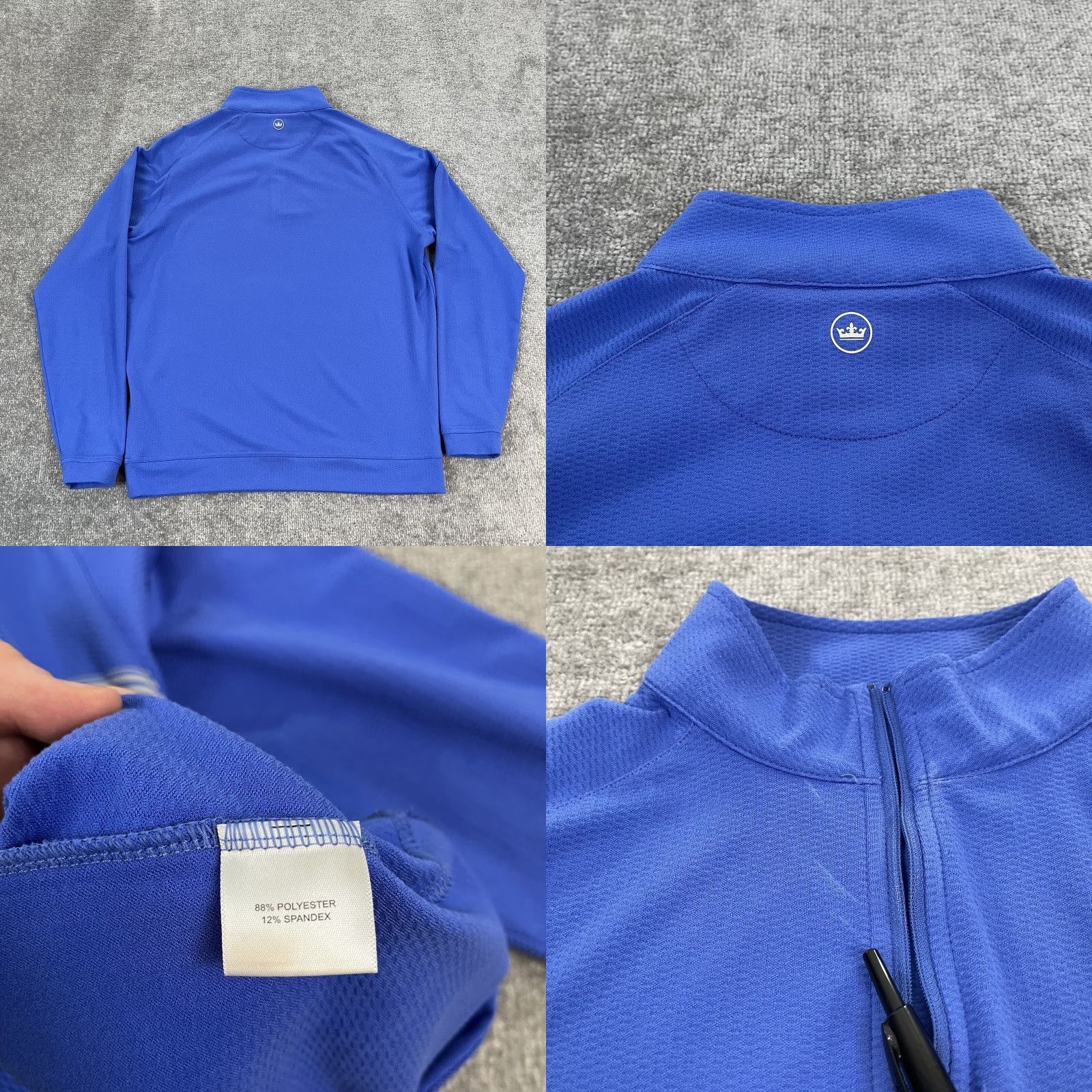 Peter Millar PETER MILLAR Pullover Mens M Blue 1/4 Zip Outdoor Casual Logo Jacket/Coat Mid-Length Regular Stand-Up Collar Size US M / EU 48-50 / 2 - 8 Thumbnail
