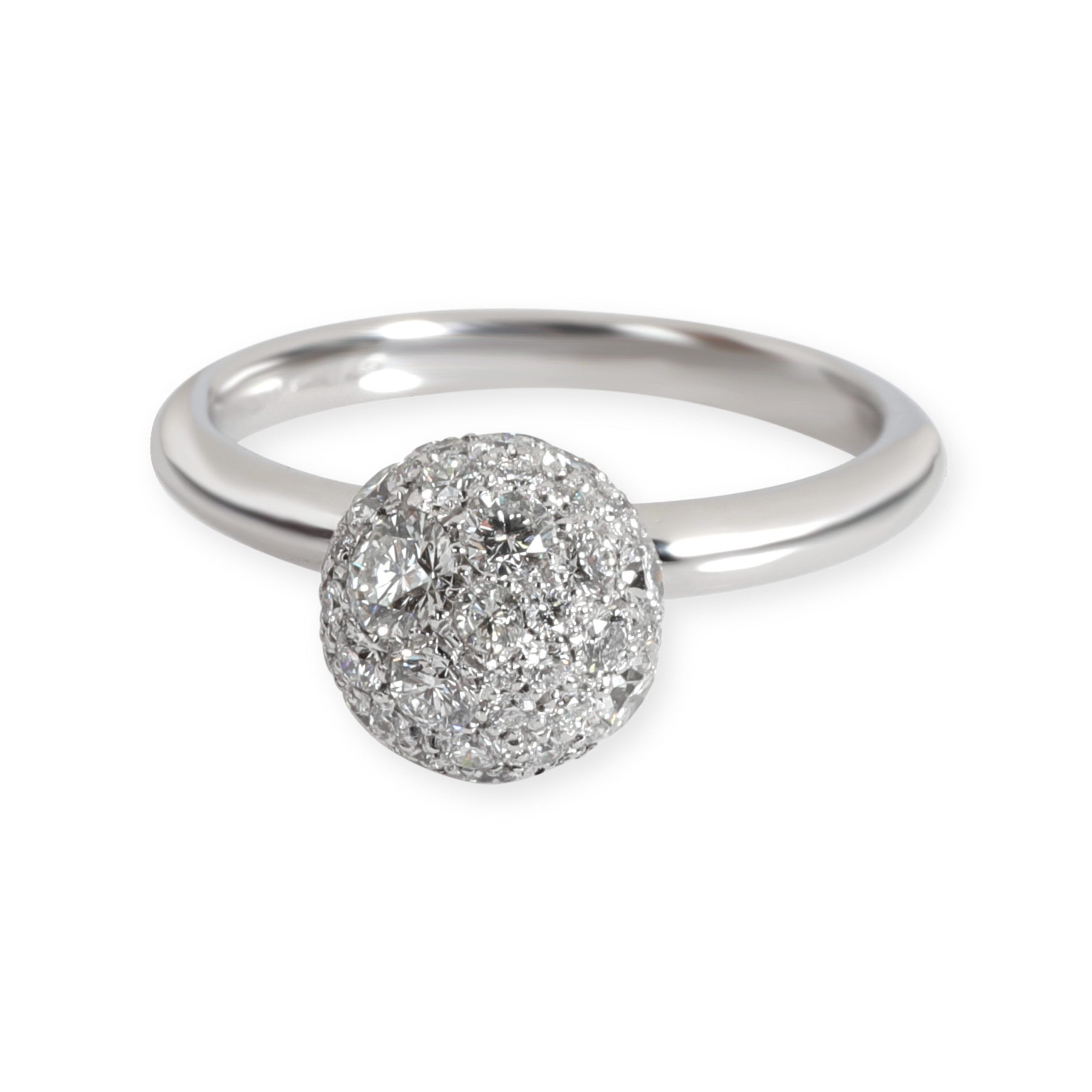 image of Tiffany Co Tiffany Hardwear Diamond Ball Ring In 18K White Gold 1.08 Ctw, Women's