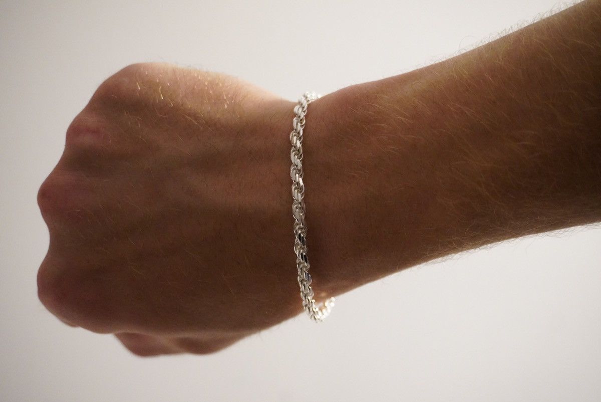 Jewelry Silver Bracelet Solid .925 Silver Rope Bracelet 4mm 8 Inches Size ONE SIZE - 3 Thumbnail