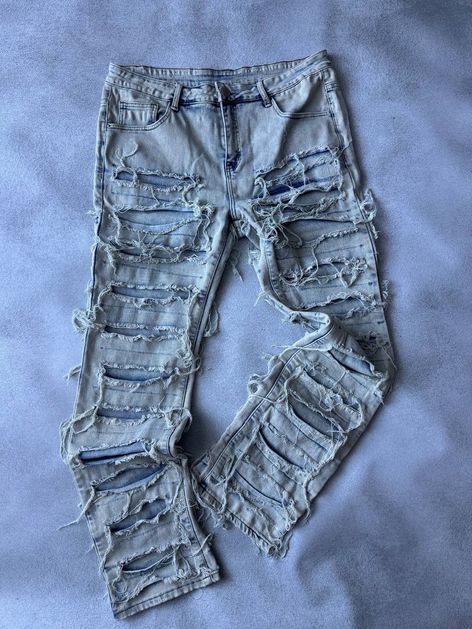 Jean Washed Stacked Distressed Ripped Skinny Jeans Size US 36 / EU 52 - 2 Thumbnail