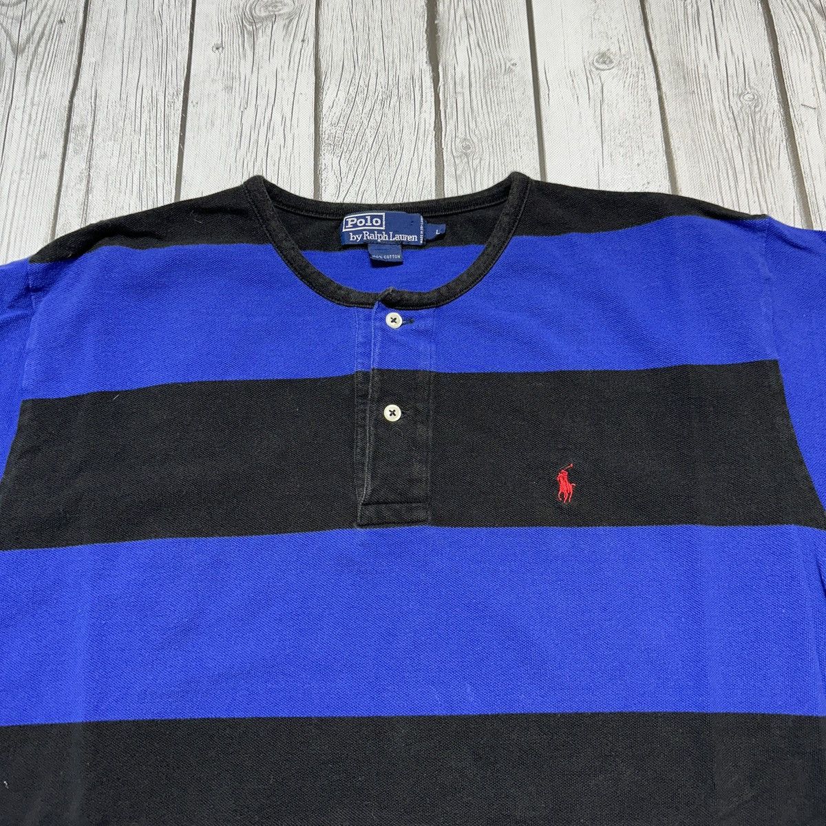 Polo Ralph Lauren × Vintage Vintage Polo striped henley tee Size US L / EU 52-54 / 3 - 3 Thumbnail