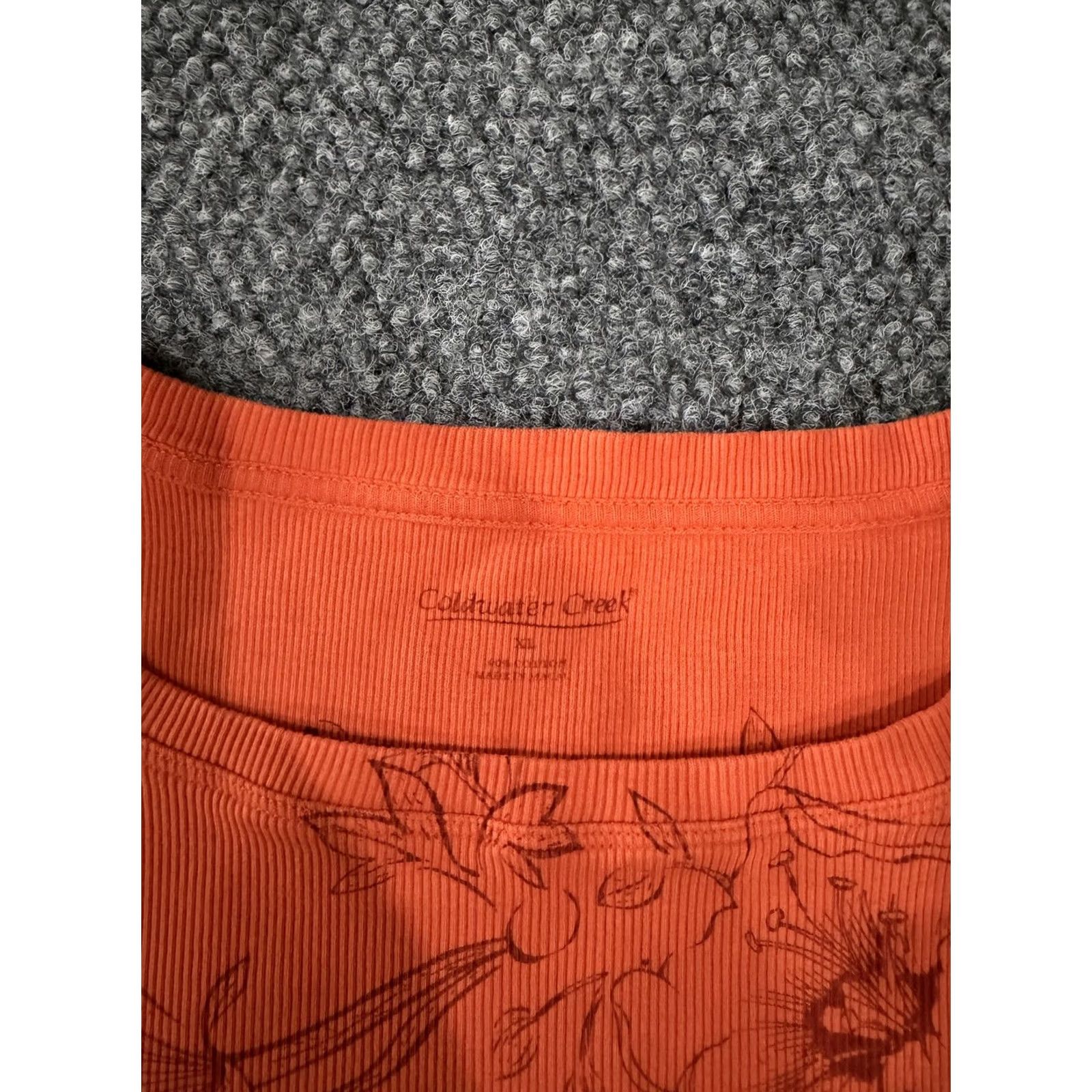 Coldwater Creek Coldwater Creek Shirt Womens XL Orange Floral Scoop Neck Short Sleeve Top Size XL / US 12-14 / IT 48-50 - 4 Thumbnail