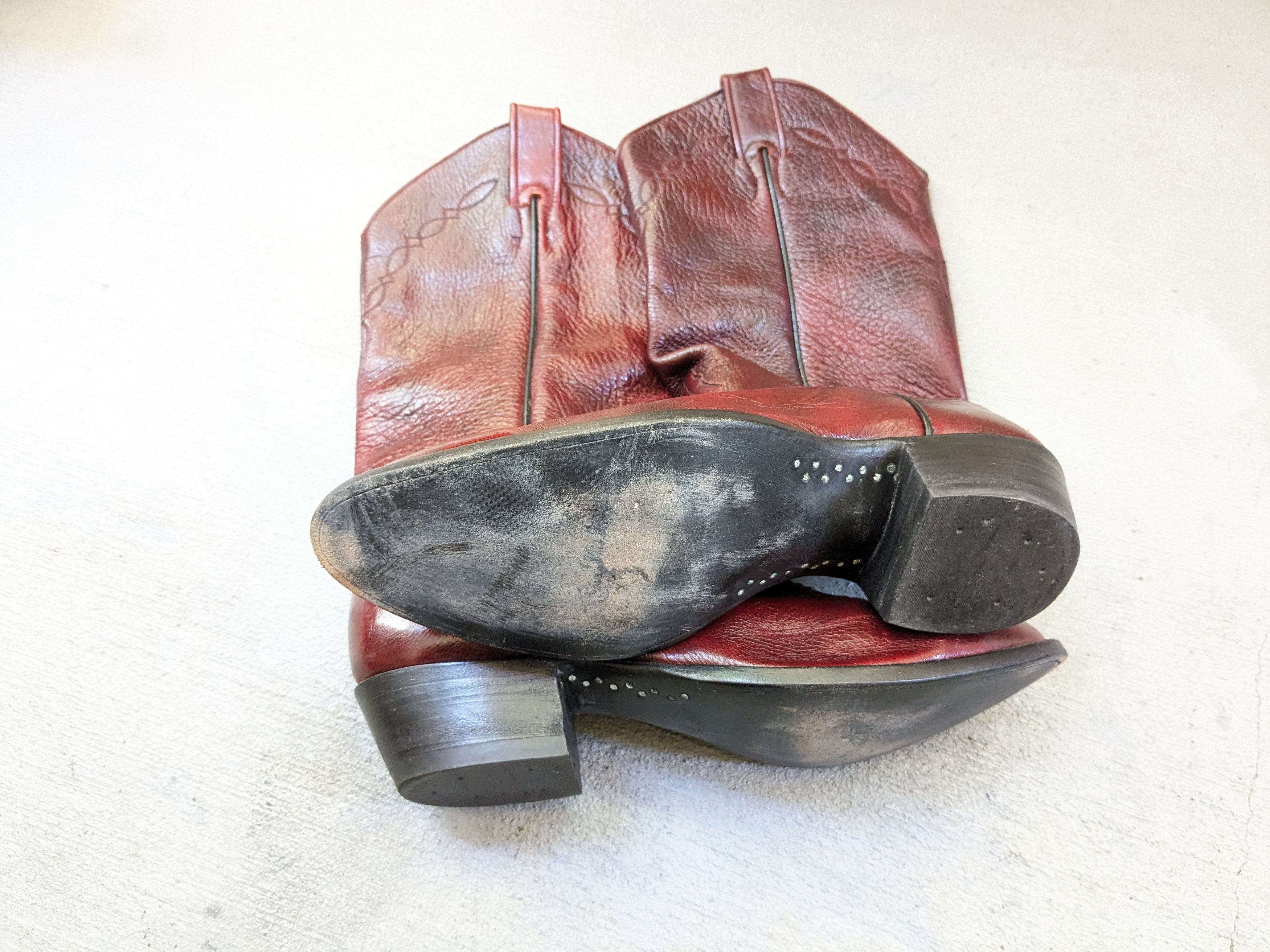 Larry Mahan × Vintage Larry Mahan Cowboy Boots Red 9 E Wide Biker Leather USA Size US 9 / EU 42 - 16 Thumbnail