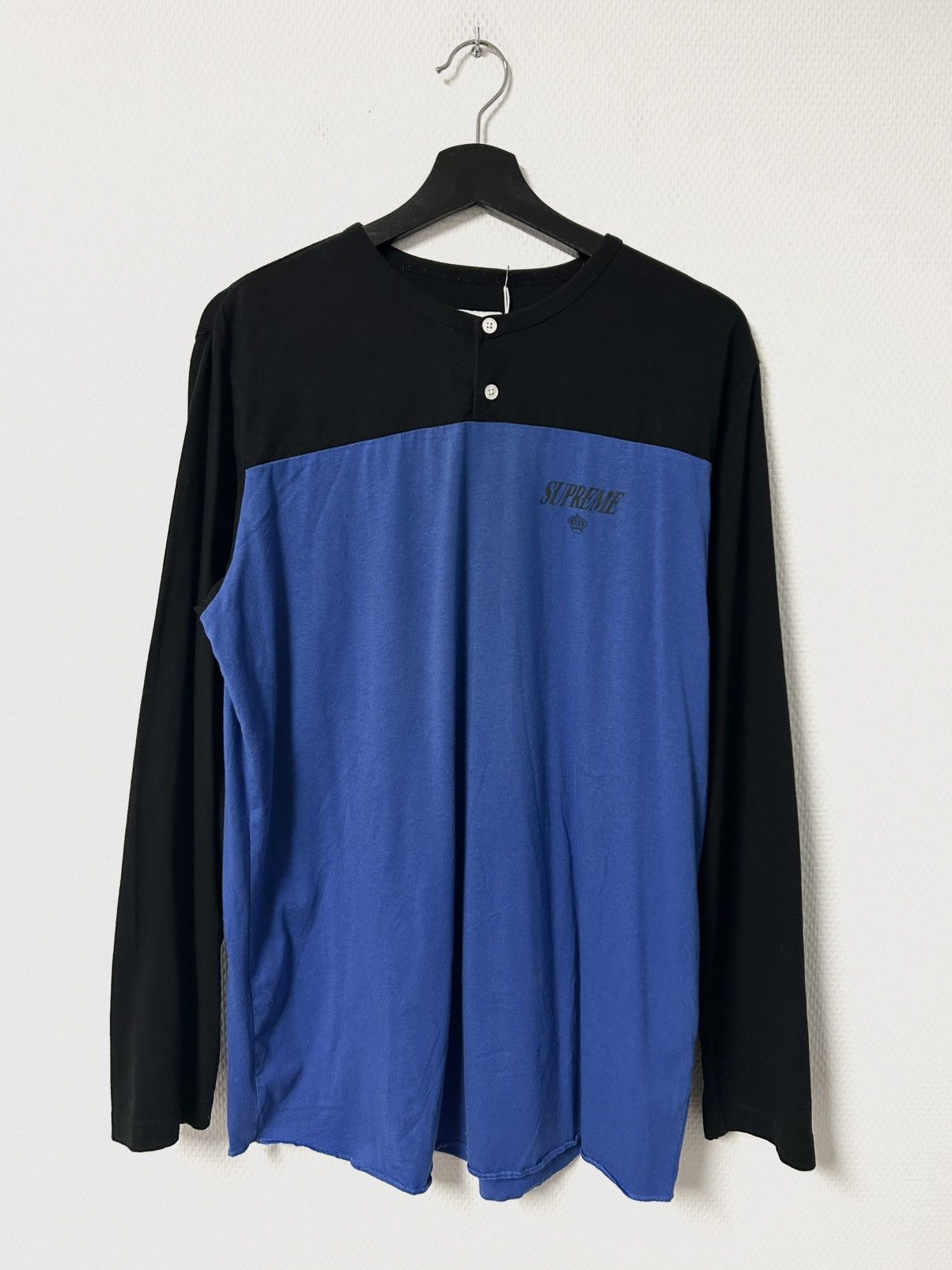 Supreme Supreme - FW13 Crown Henley Blau / Schwarz🖤💙 Size US L / EU 52-54 / 3 - 1 Thumbnail